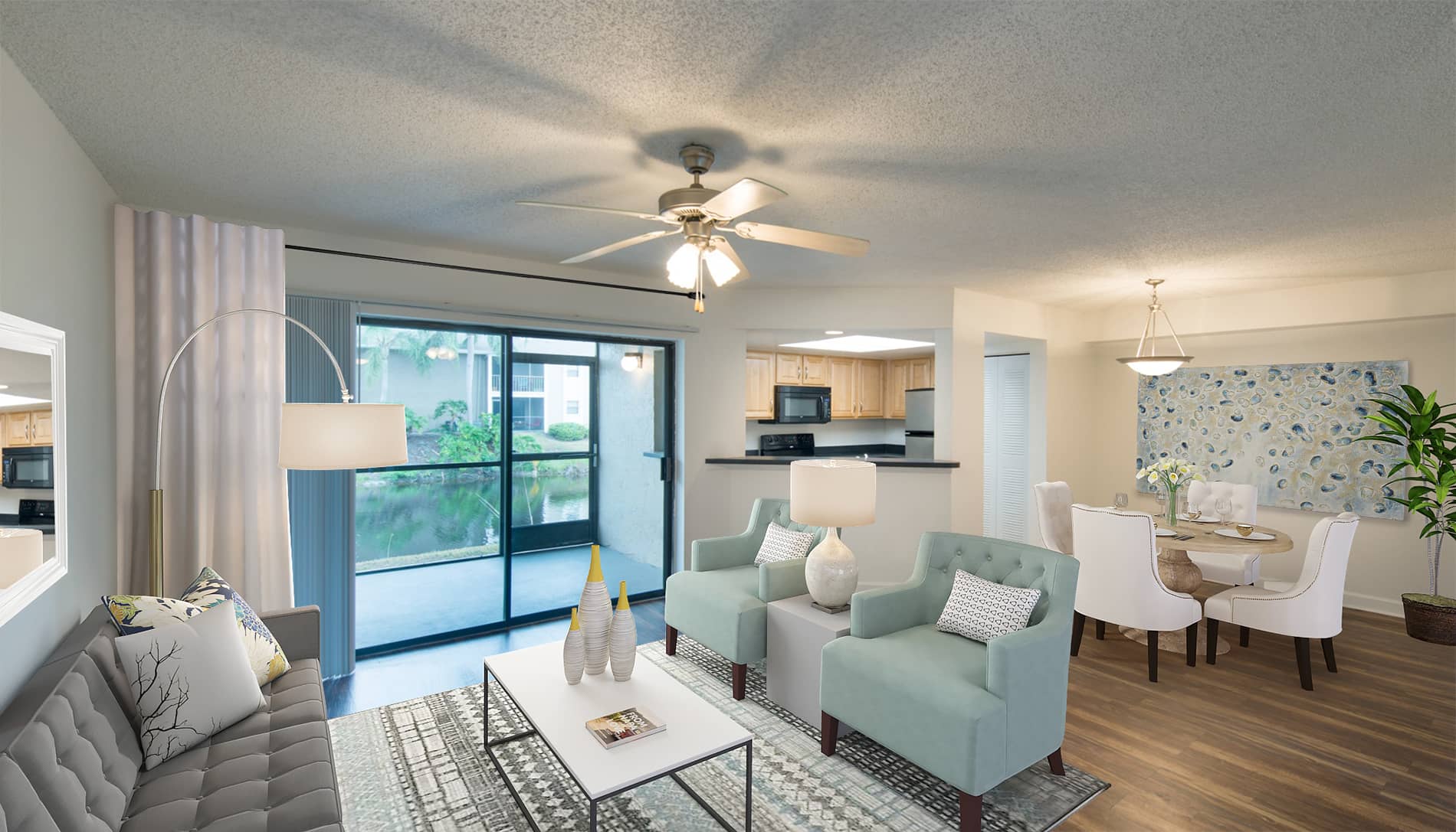 Inlet Bay at Gateway Living Room staged by RooOmy