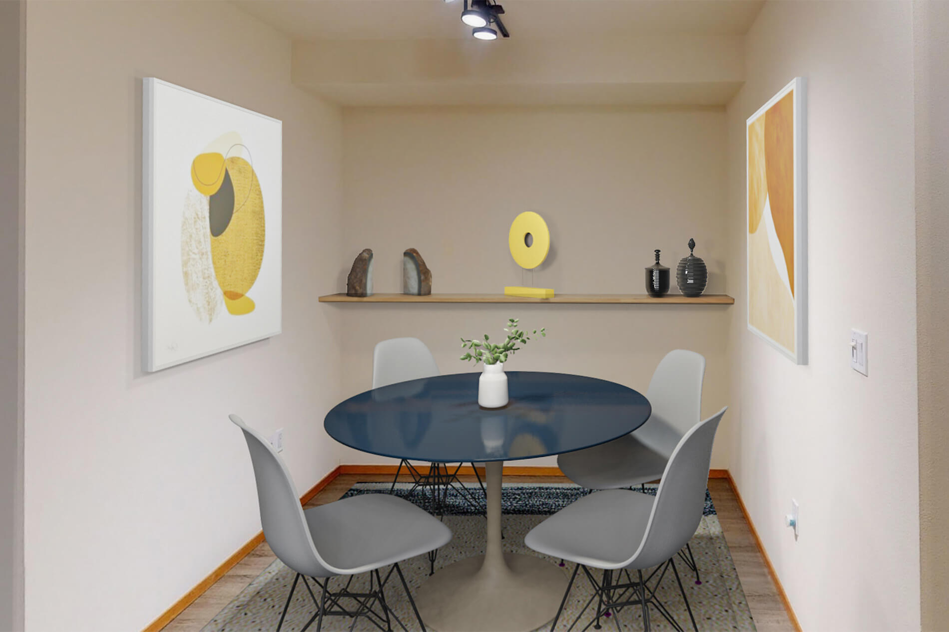 Island Square dining room virtually staged