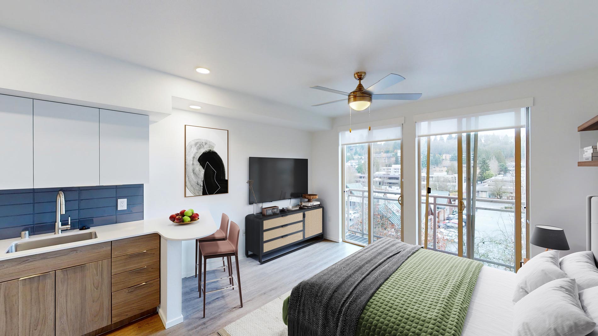 Island Square staged bedroom