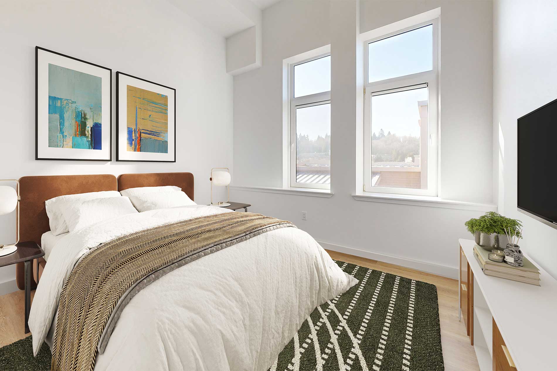 Island Square apartment bedroom