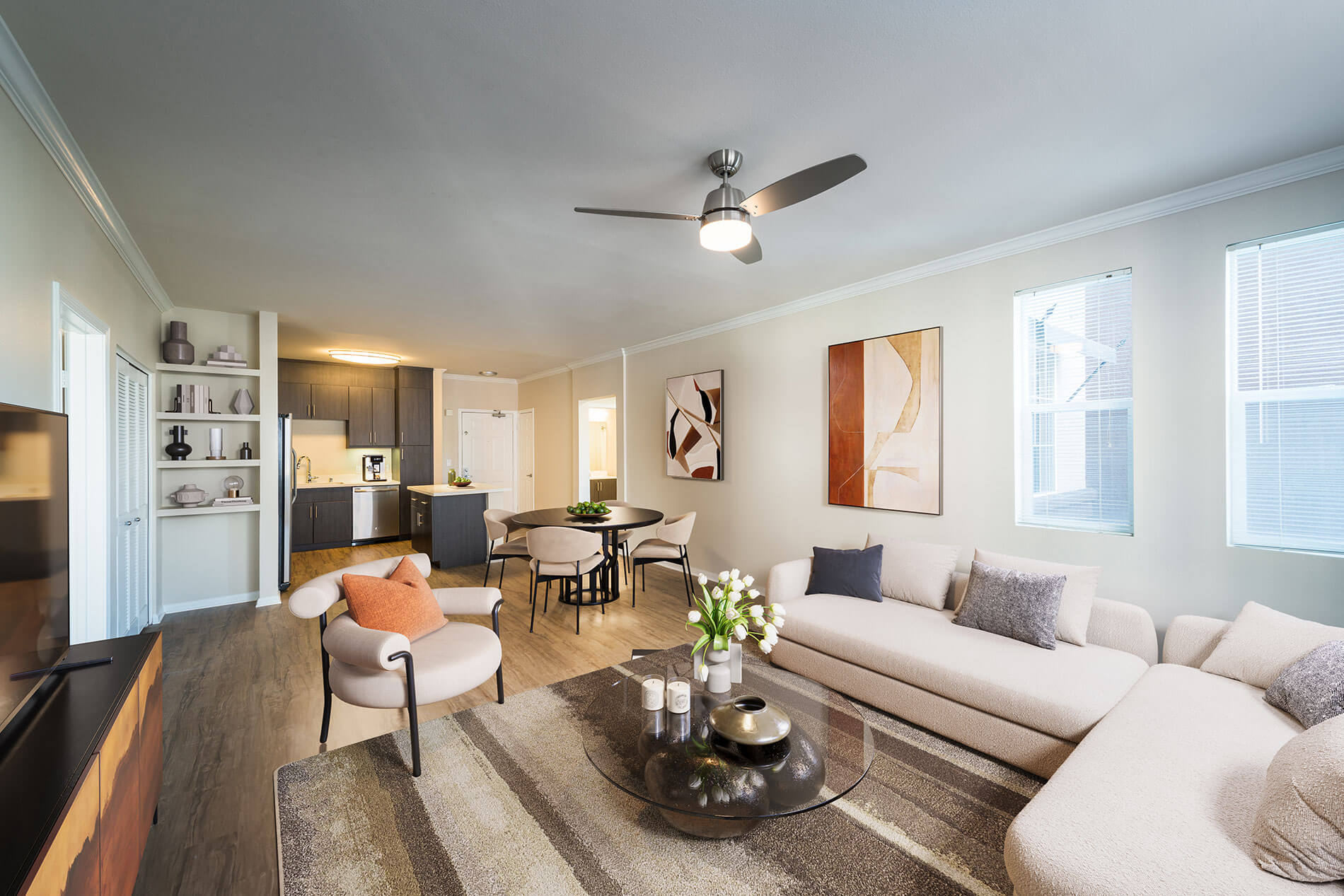 Jefferson apartment living and dining area