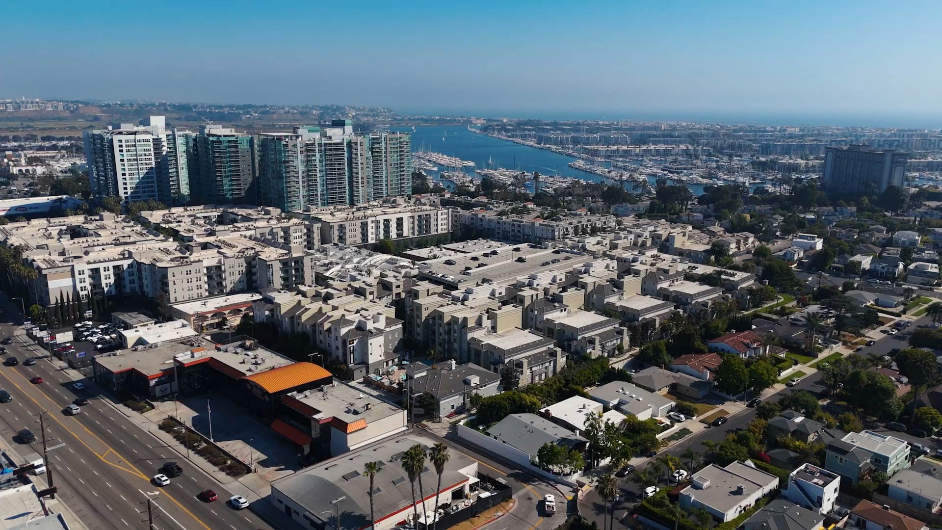 Jefferson at Marina del Rey drone building exterior