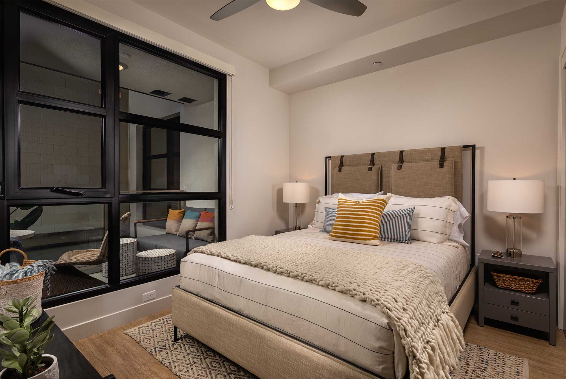 Stylish bedroom in a Junction Santa Monica apartment home