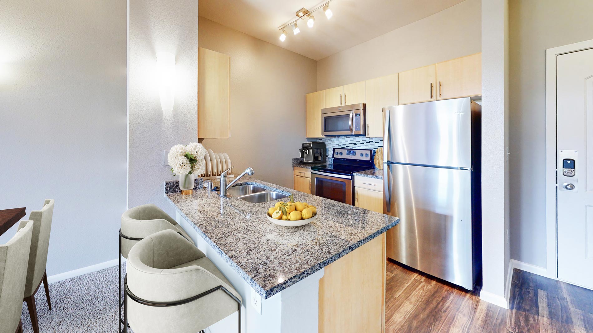 Legacy Village staged kitchen