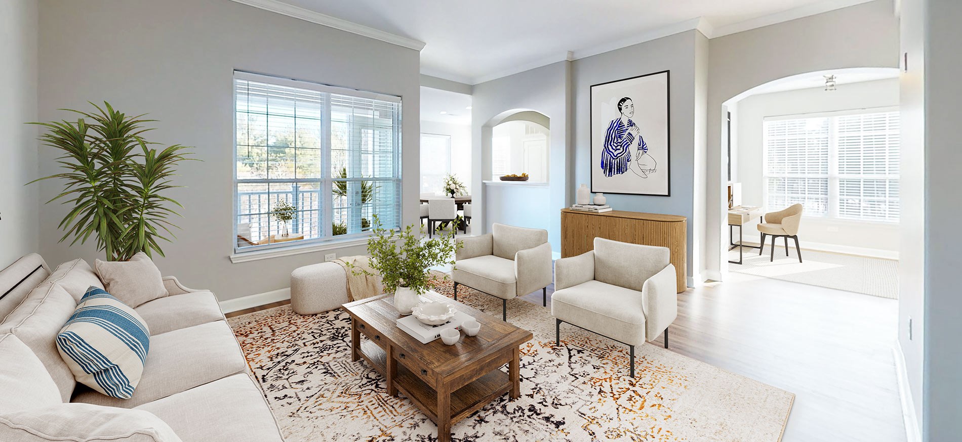 Lodge at Foxborough staged living room