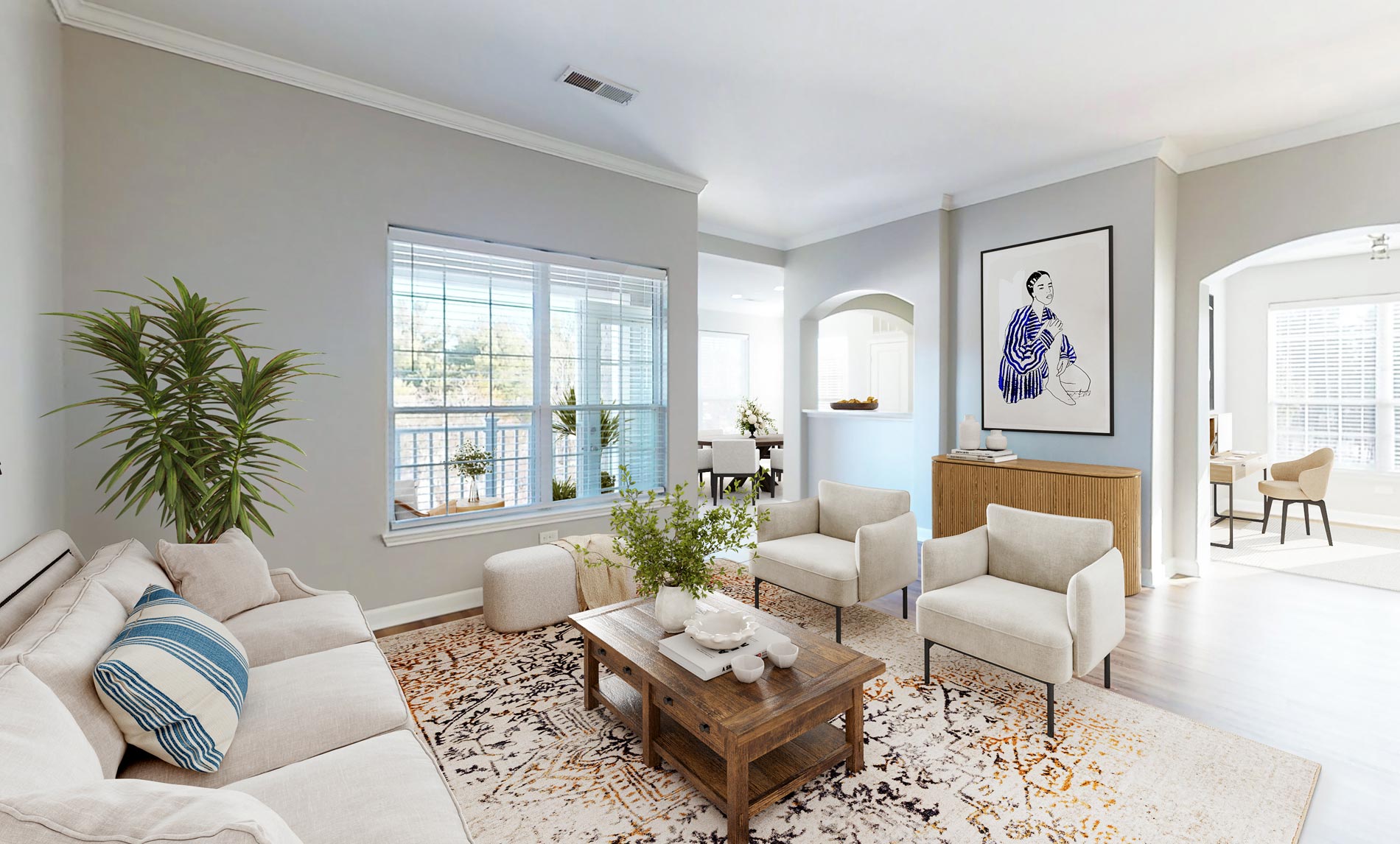 Lodge at Foxborough staged living room