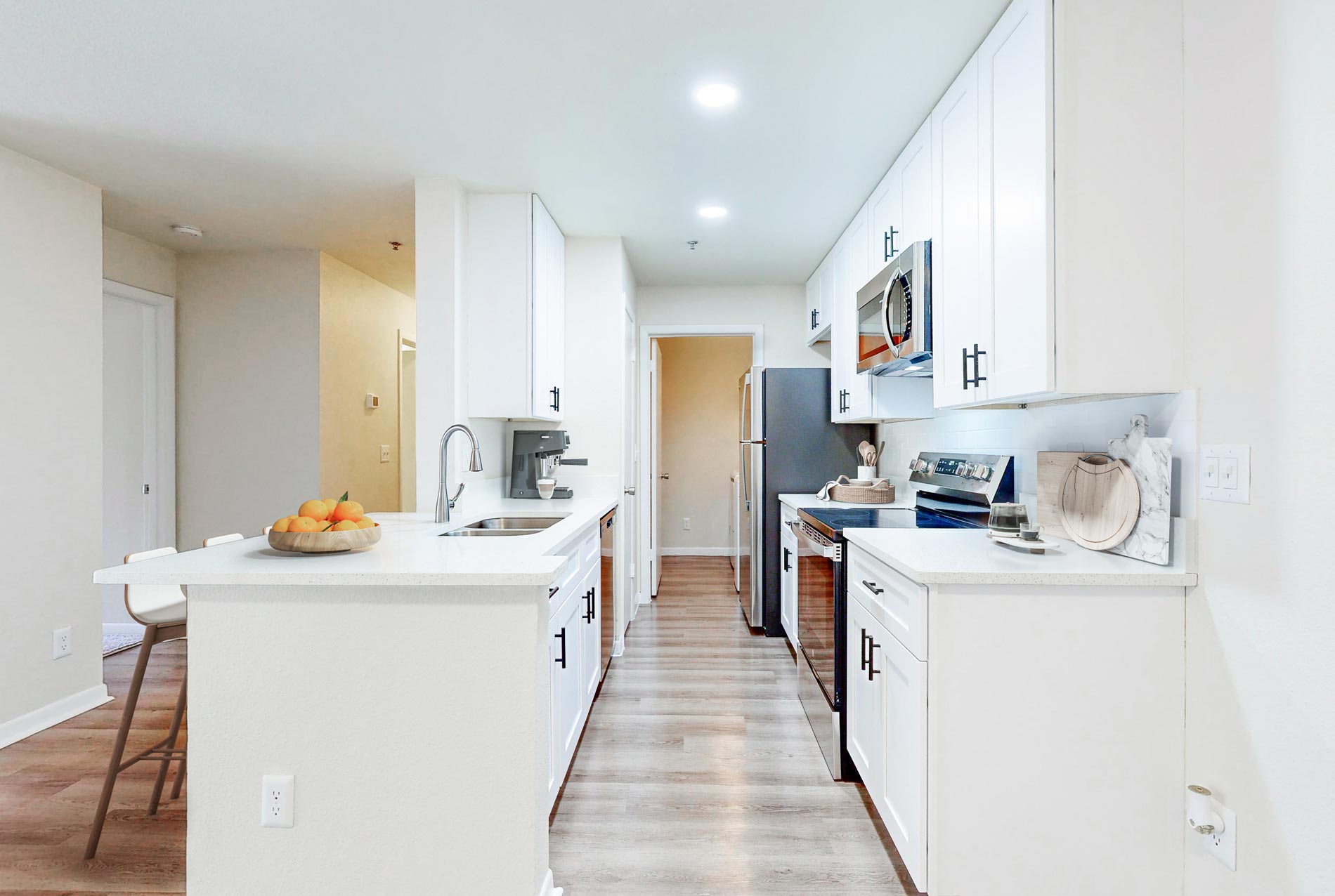 Los Altos staged white kitchen