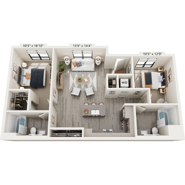 One Bedroom A2 floor plan