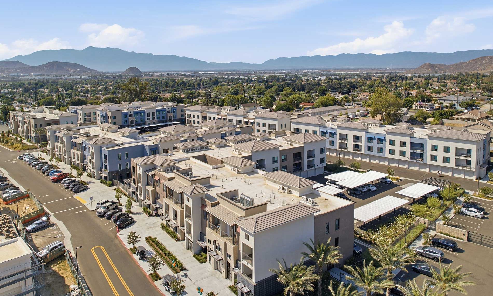 Exterior view of North Grove brand-new apartments in Riverside, CA