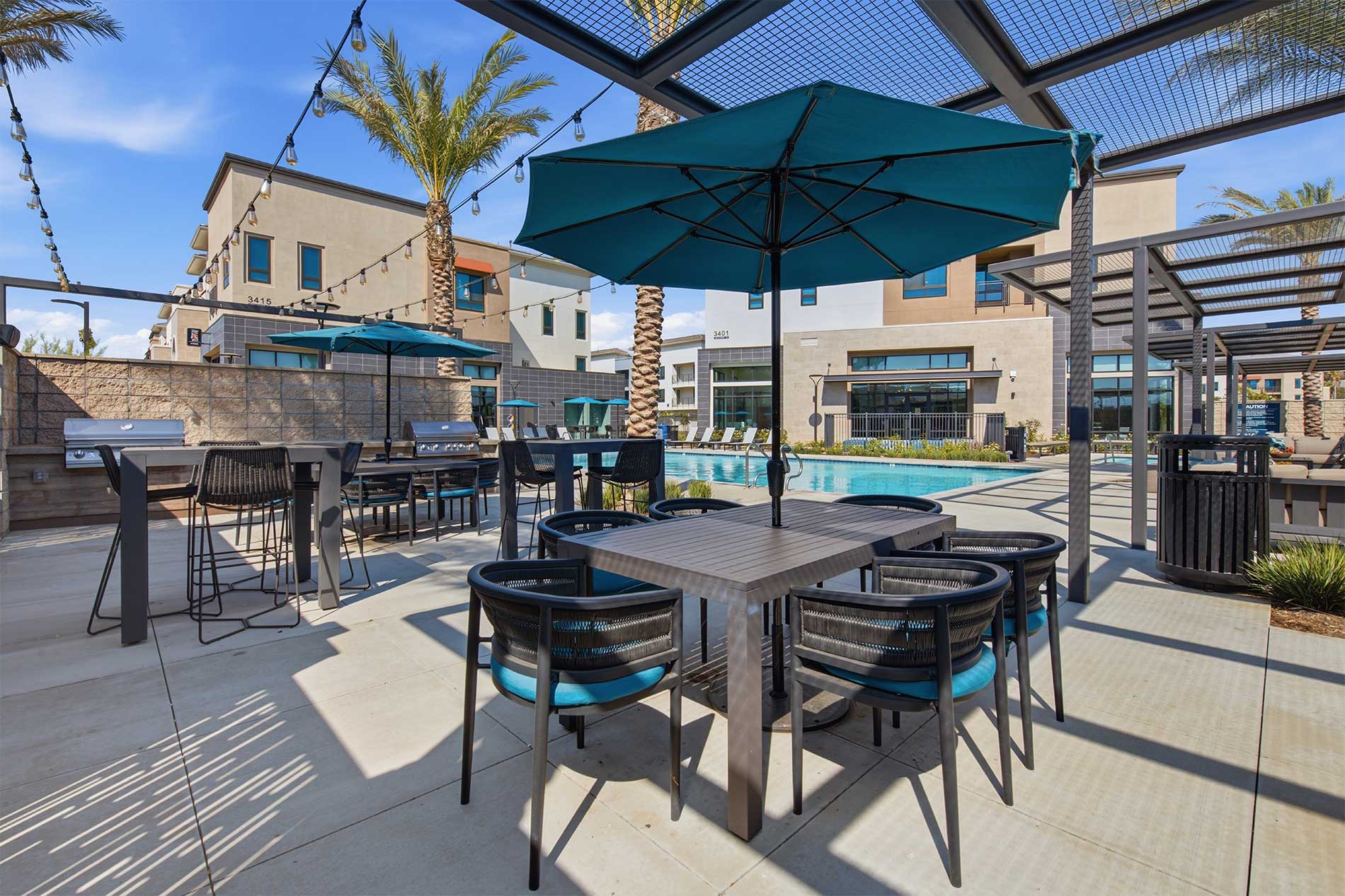 Resort-style swimming pool at North Grove brand-new apartment community