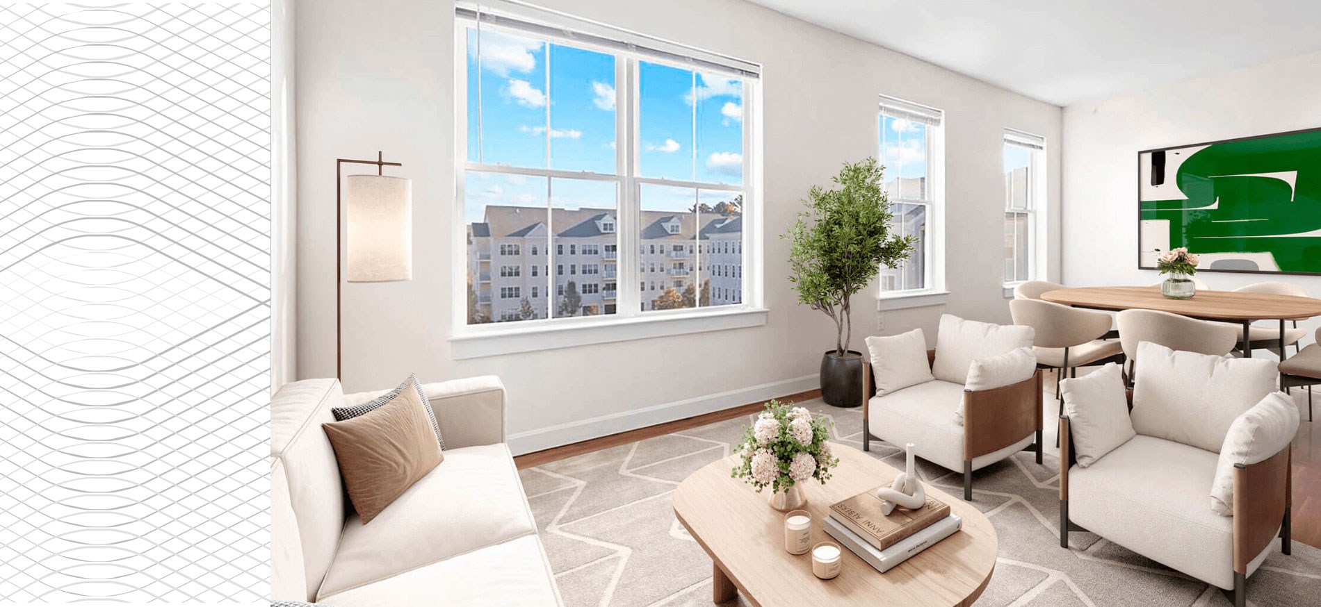 One Upland apartment living room