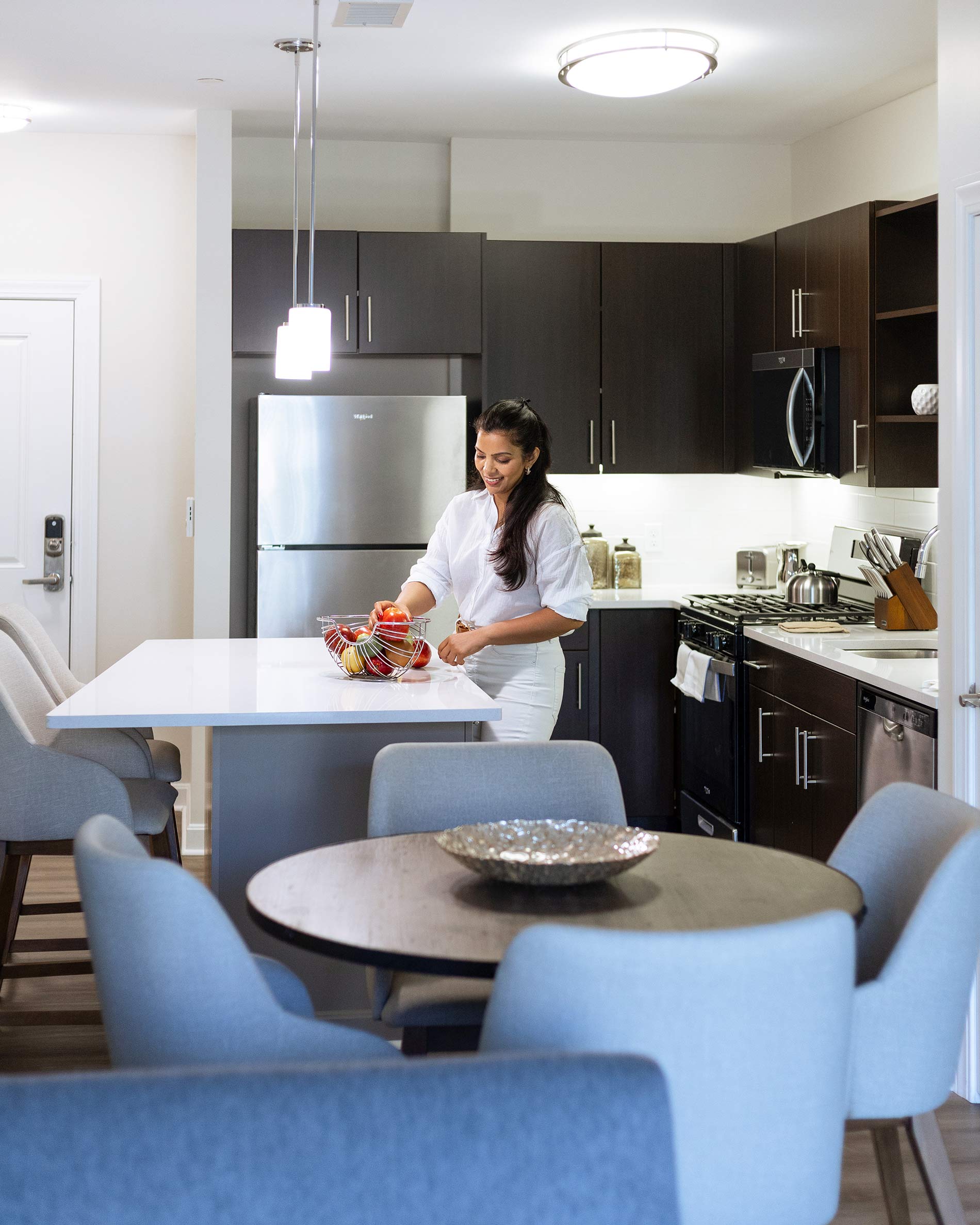 One Upland woman in kitchen