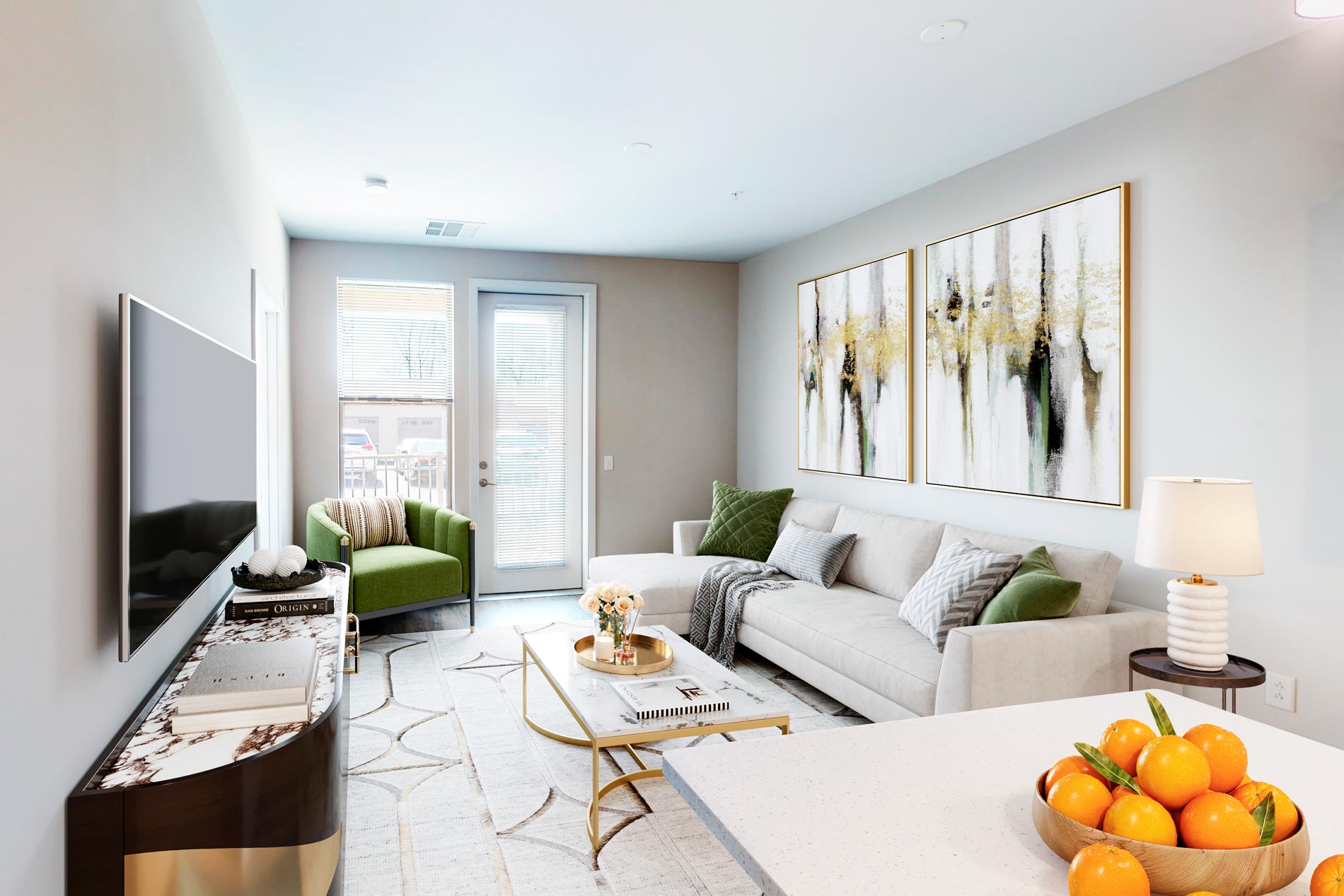 Park Square staged living room