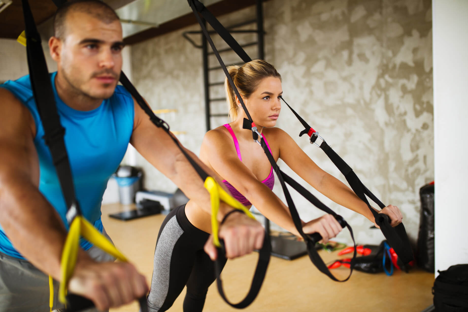 People working out in fitness center