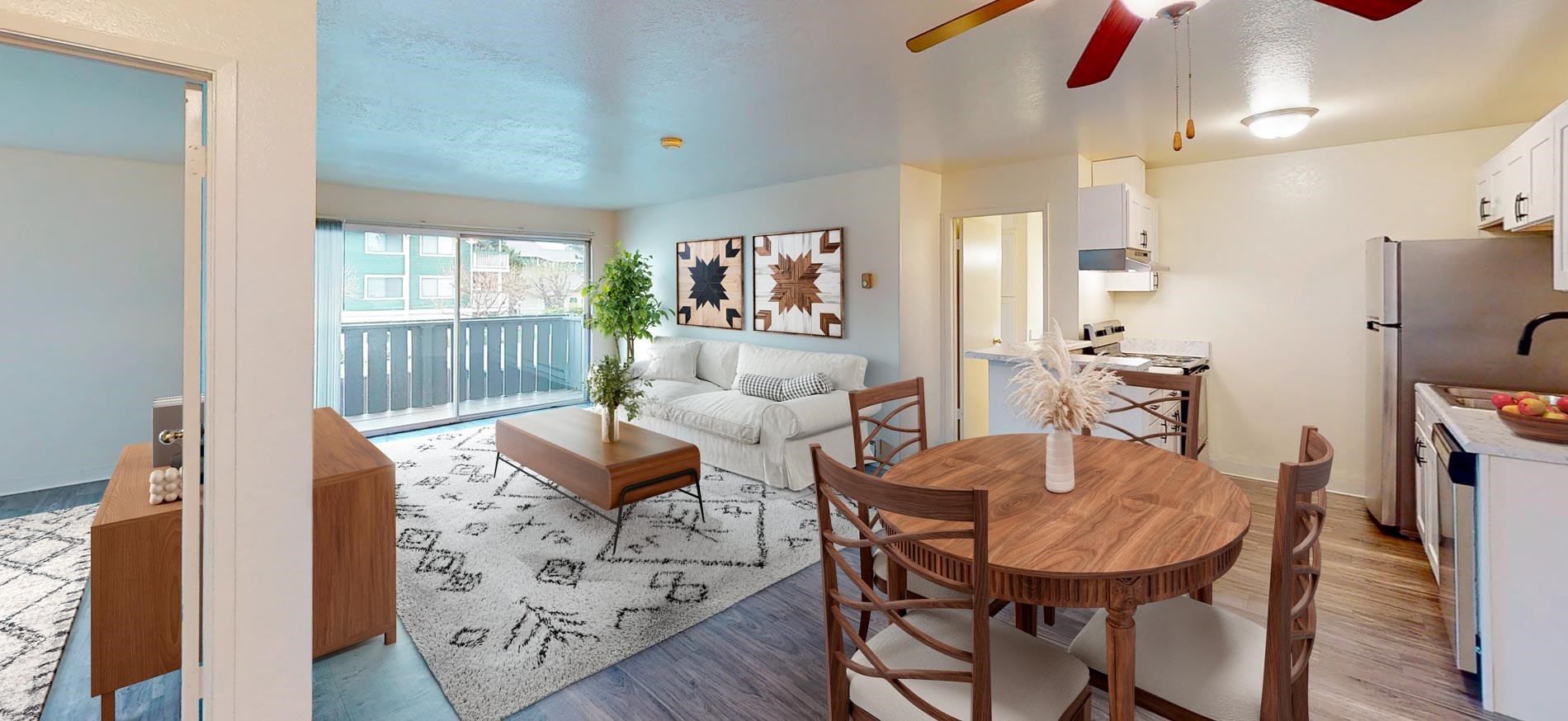 Pointe At Westlake Living Dining staged unit