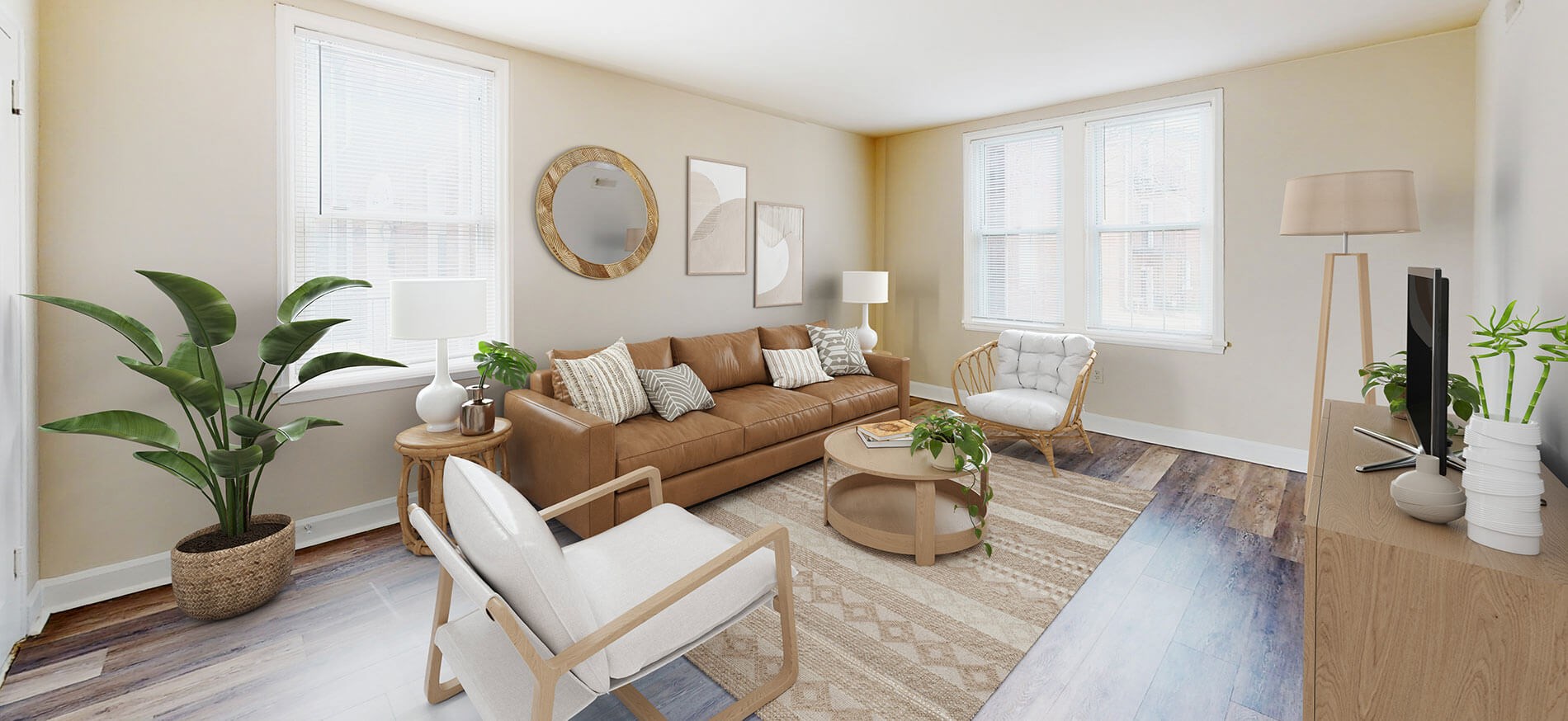 Presidential Greens living room virtually staged