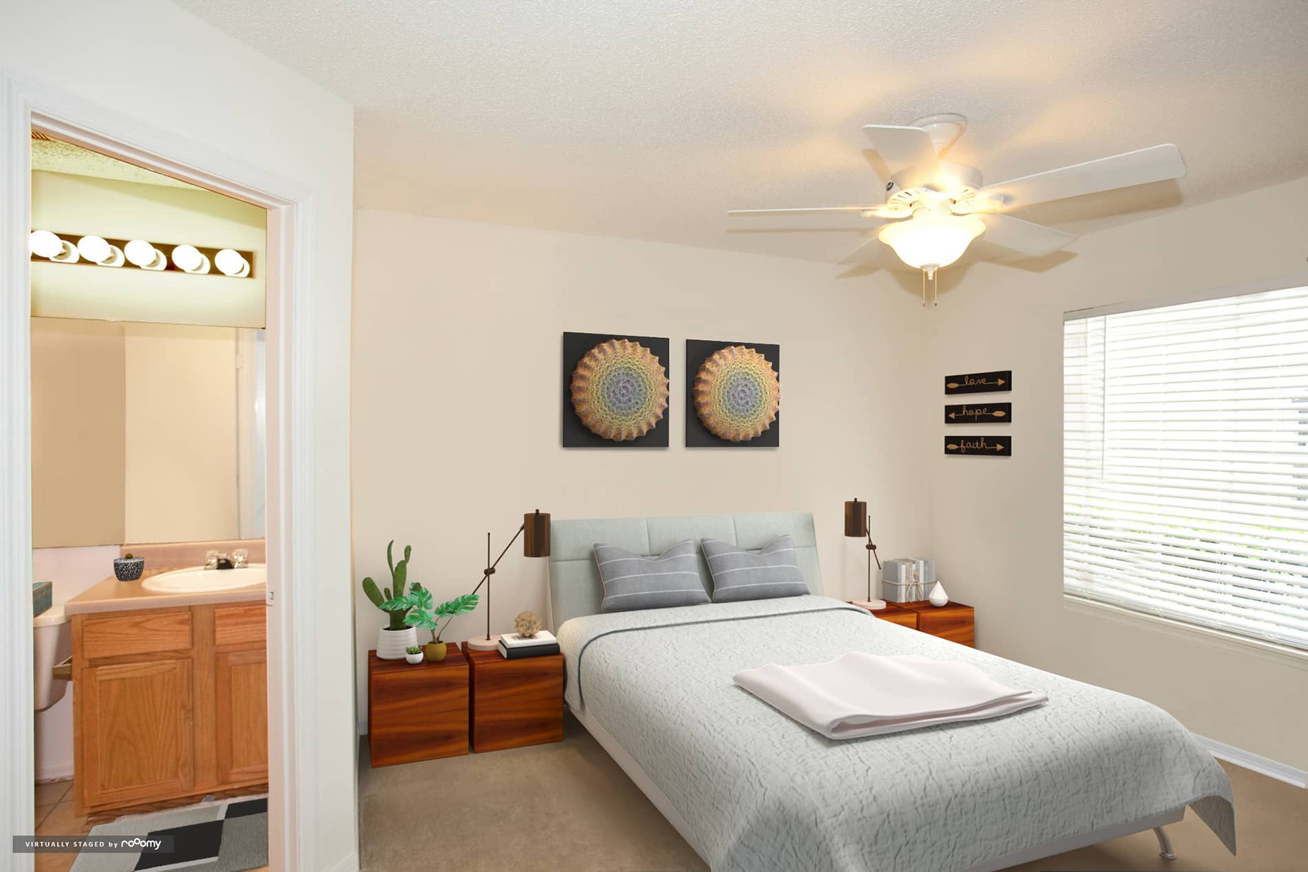 Regatta Shores apartment bedroom virtually staged by RooOmy