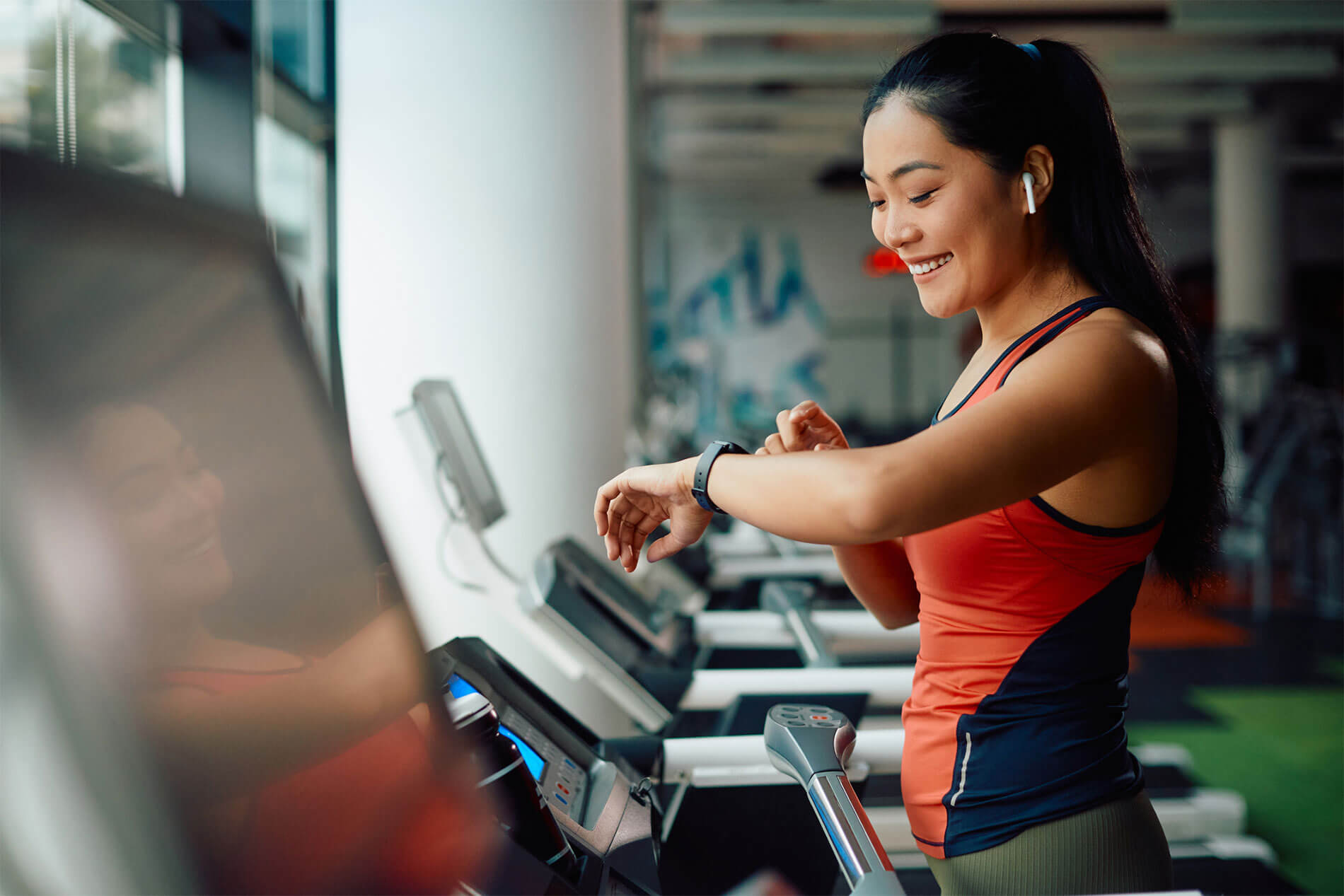 Young woman on treadmill
