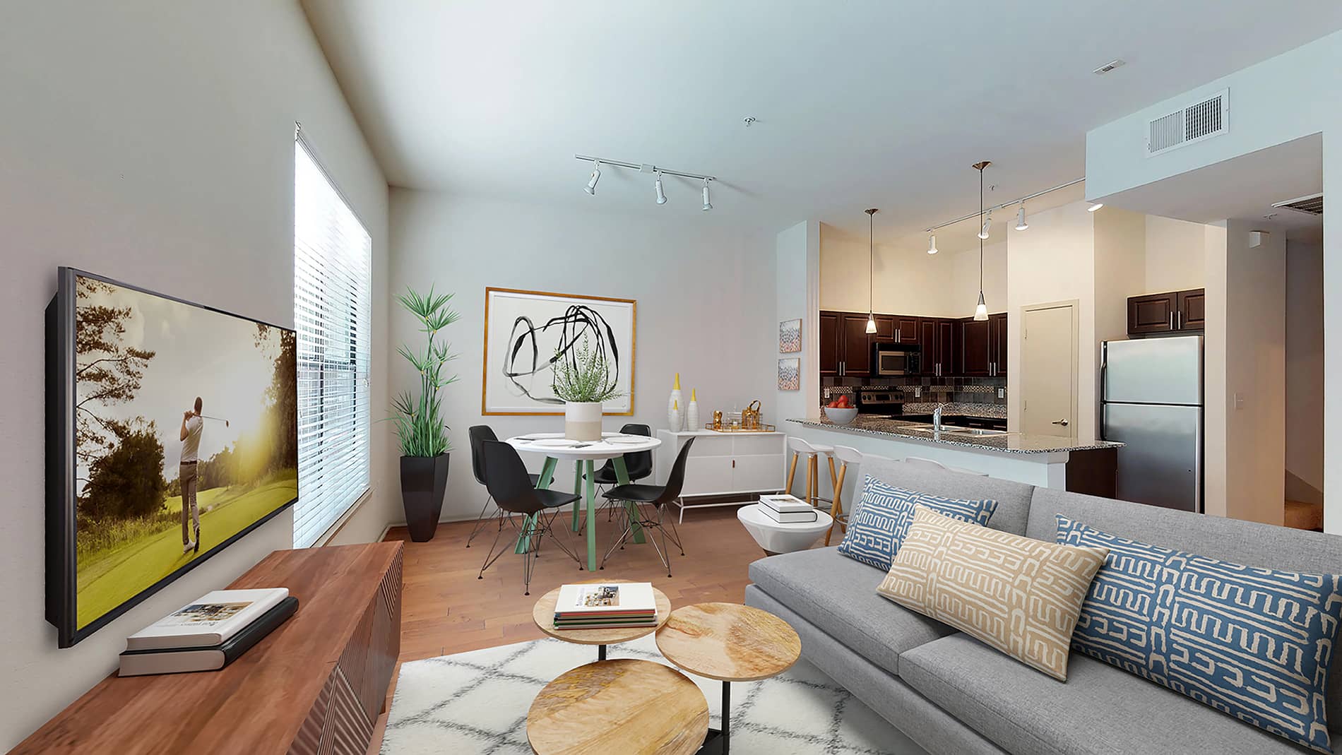 Residences at Domain Living Room | Staged by RooOmy