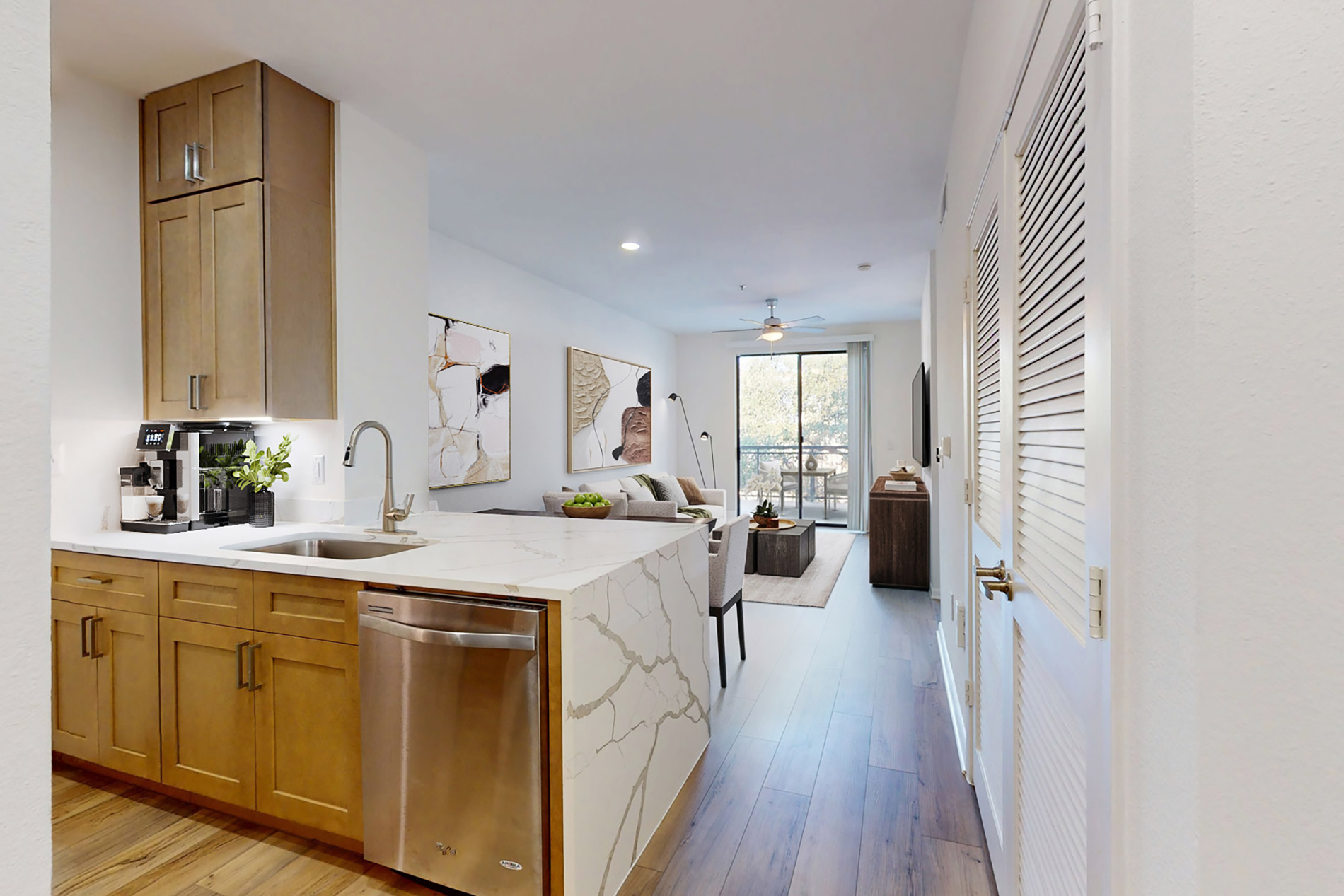 Residences at the Domain kitchen and Living room