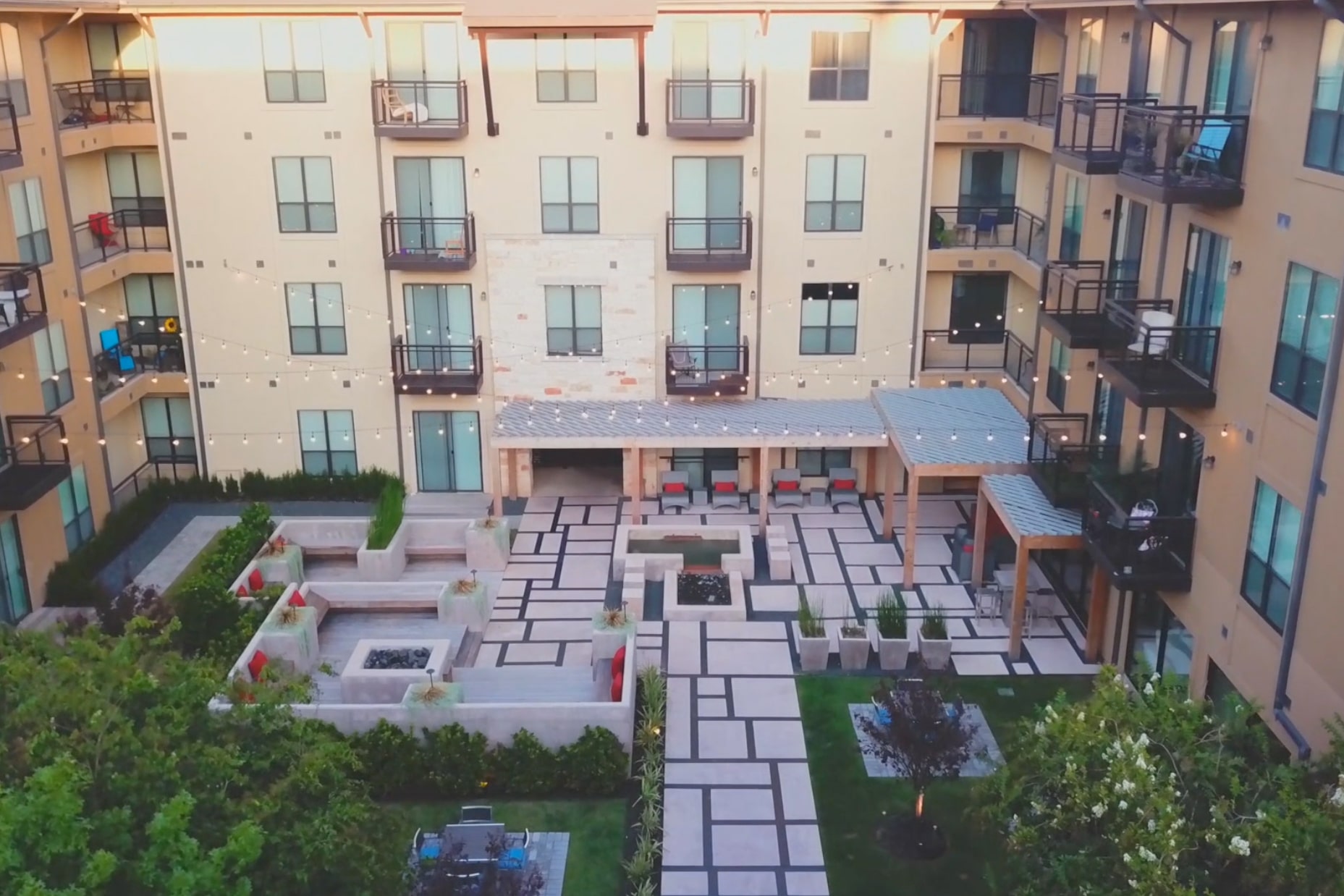 Residences At The Domain drone courtyard 