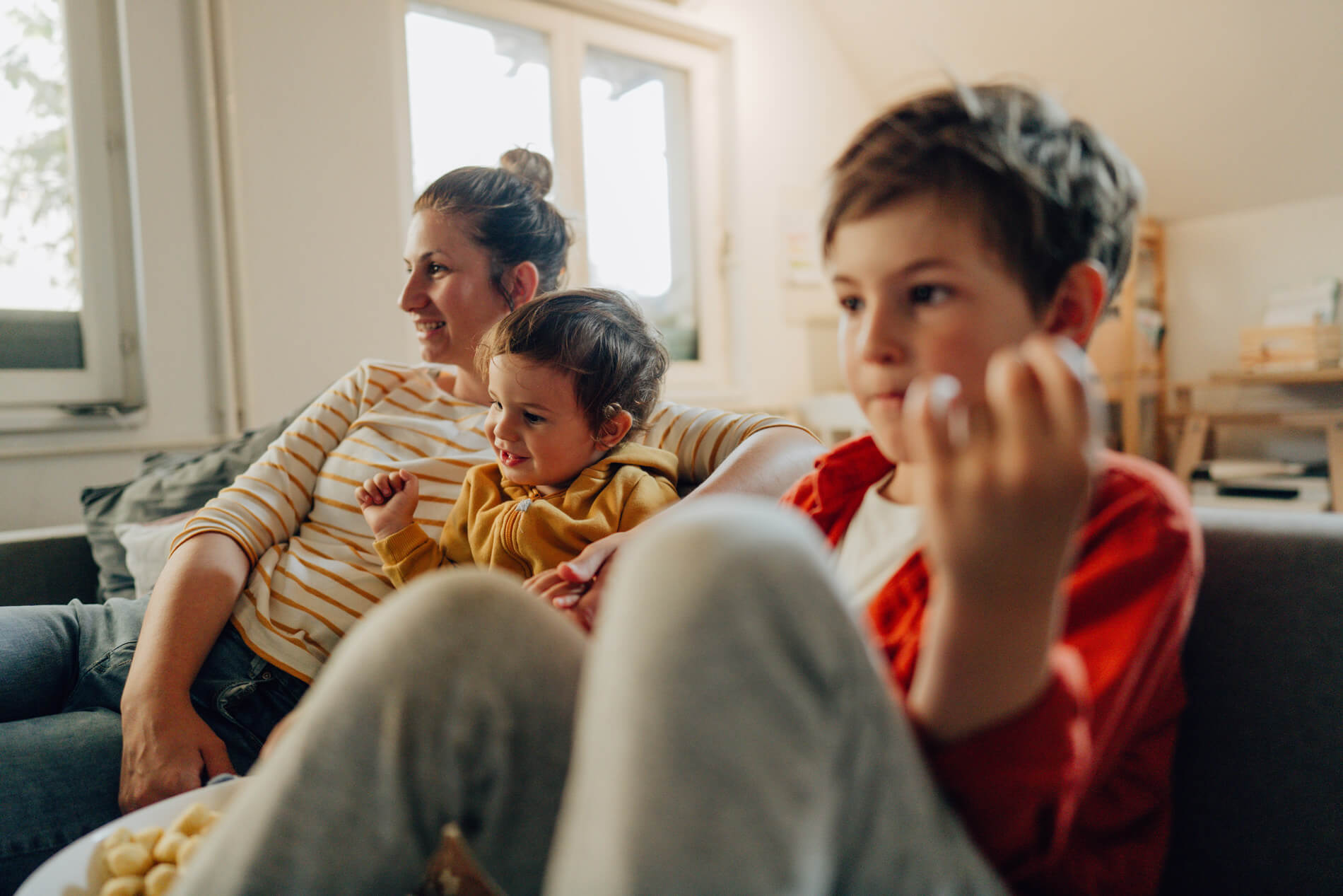 Family watching TV