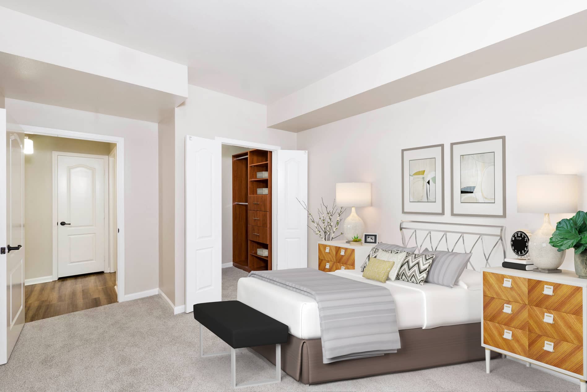 River Terrace Bedroom staged by RooOmy