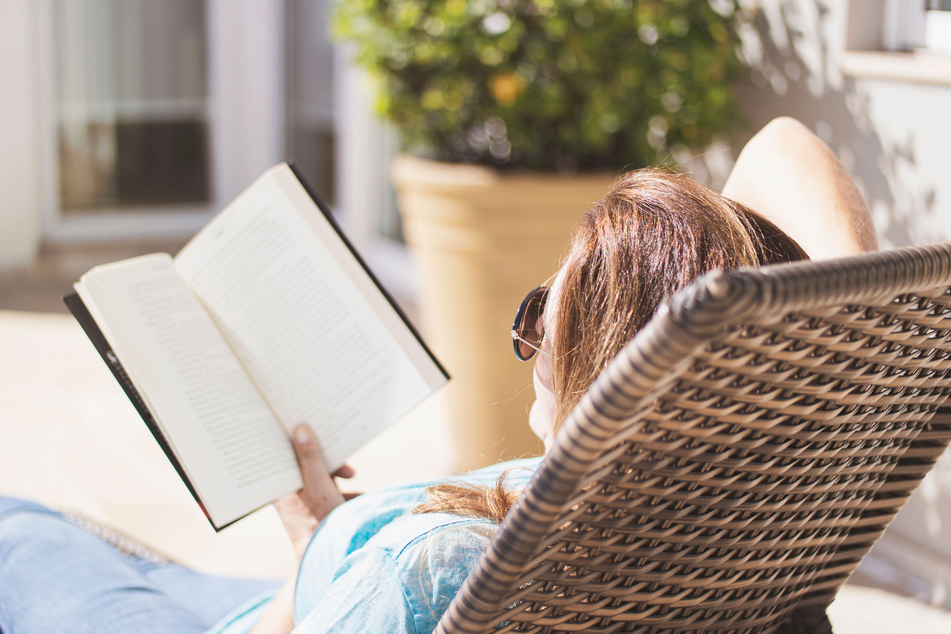 Woman reading outside