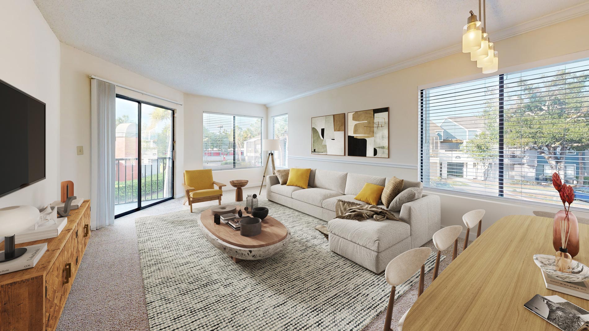 Seabrook living and dining room staged 