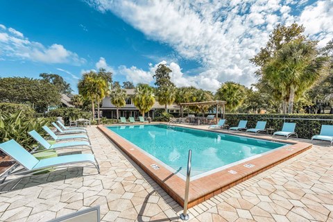 Swimming pool at Seville on the Green Apartments in the Winter Springs neighborhood of Orlando