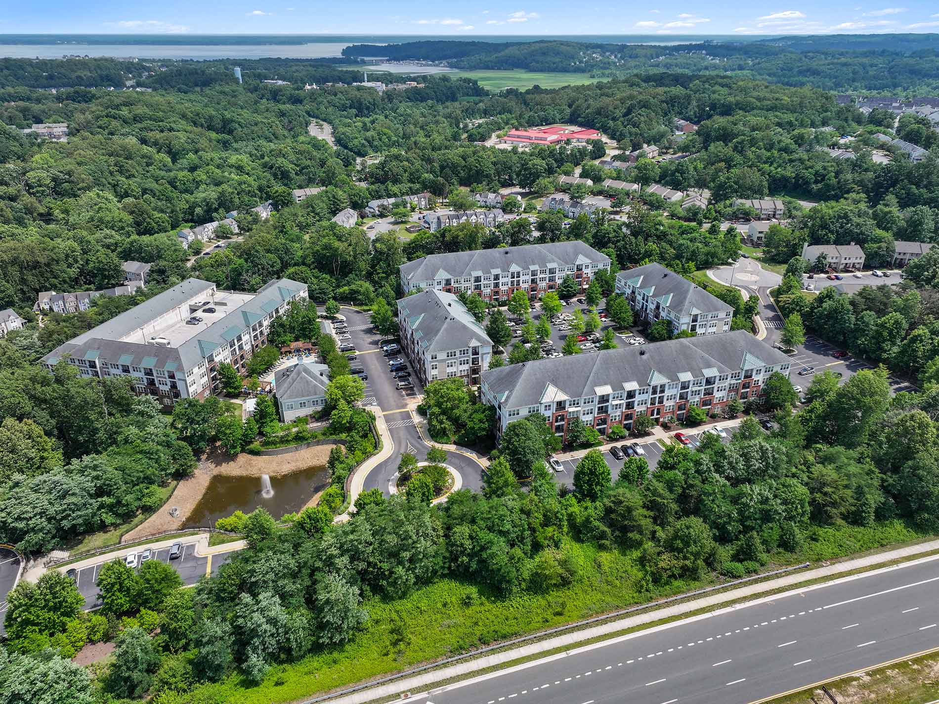 Signal Hill apartments aerial property view