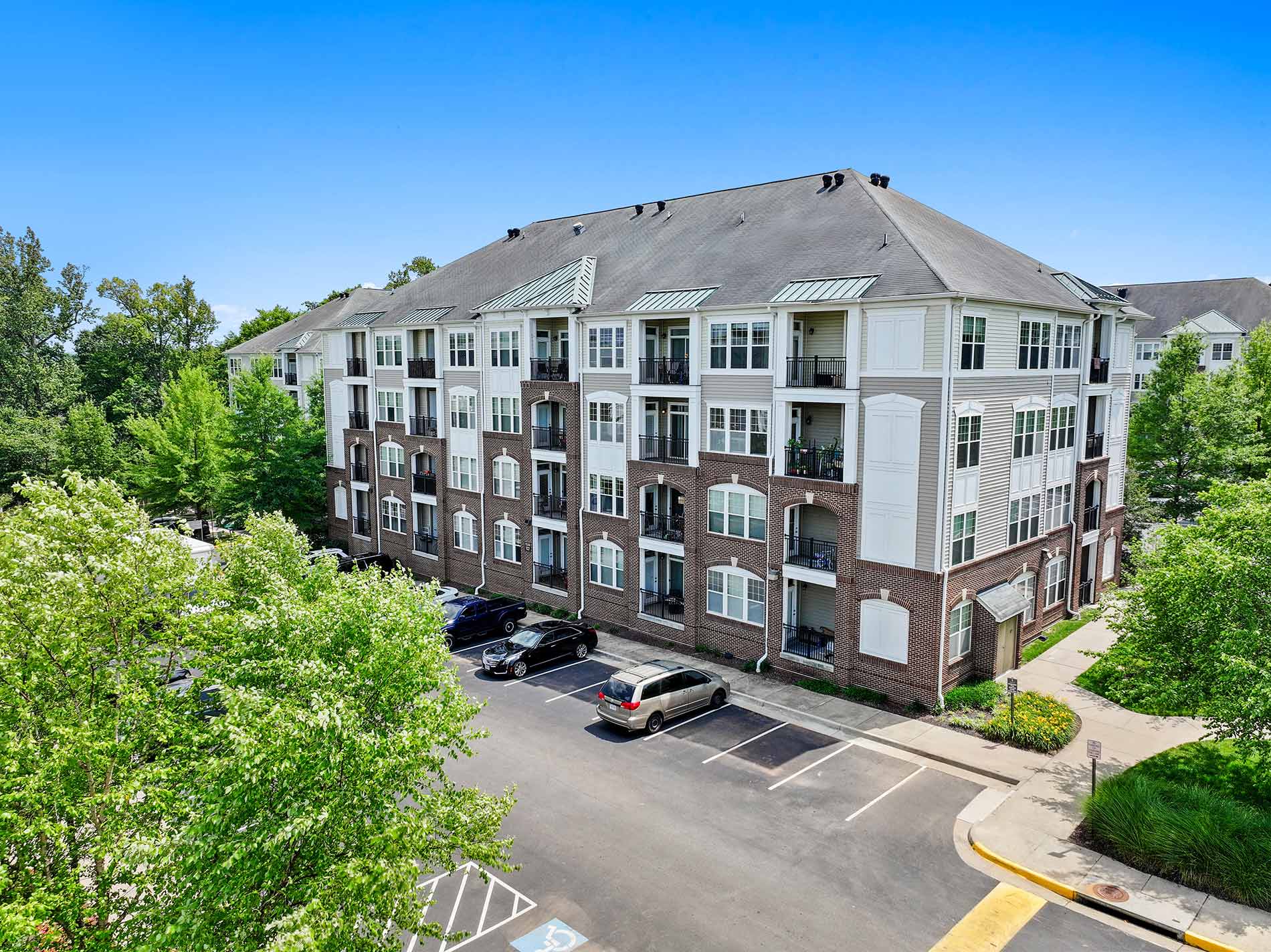 Signal Hill apartments aerial building view