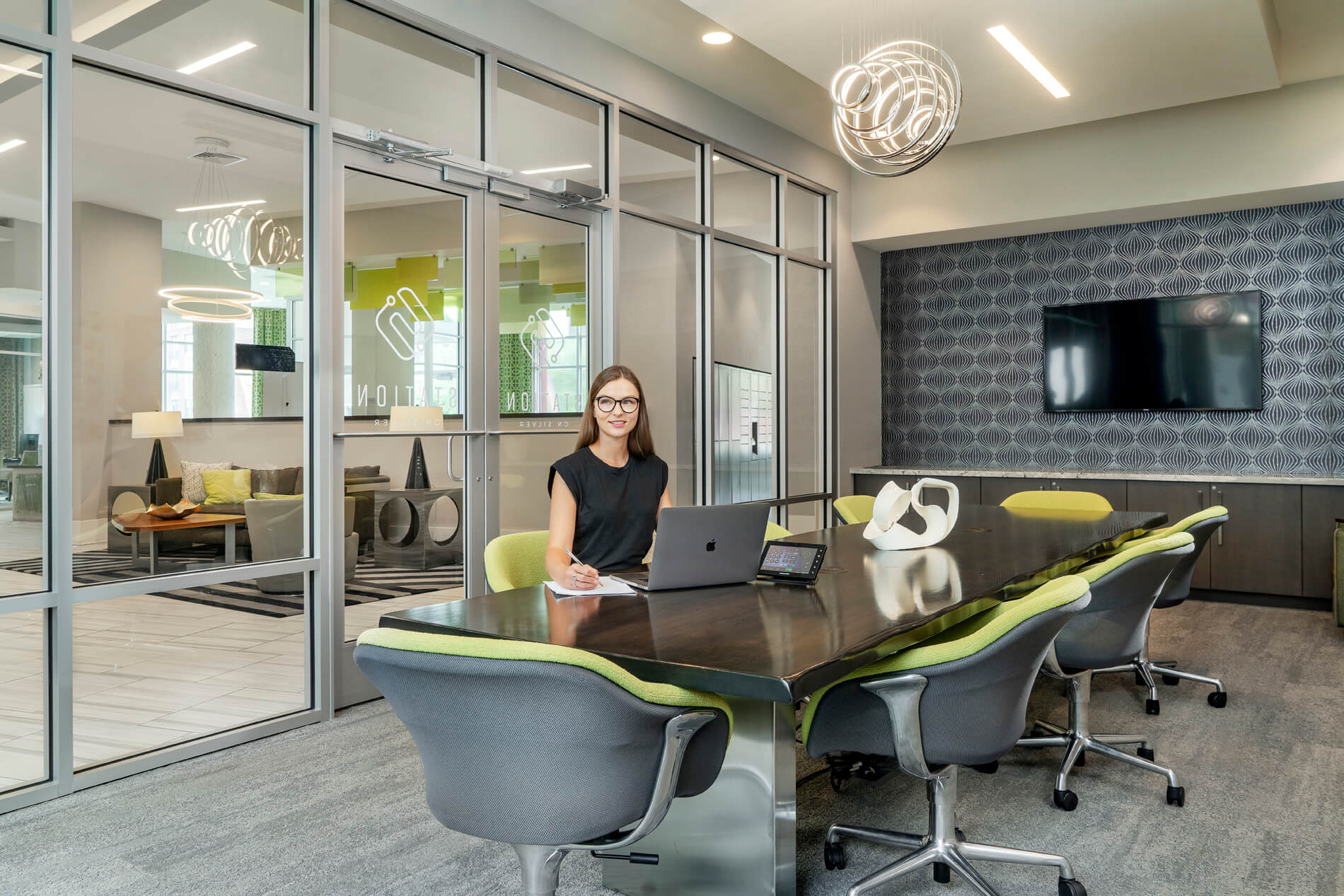 Woman working in conference room