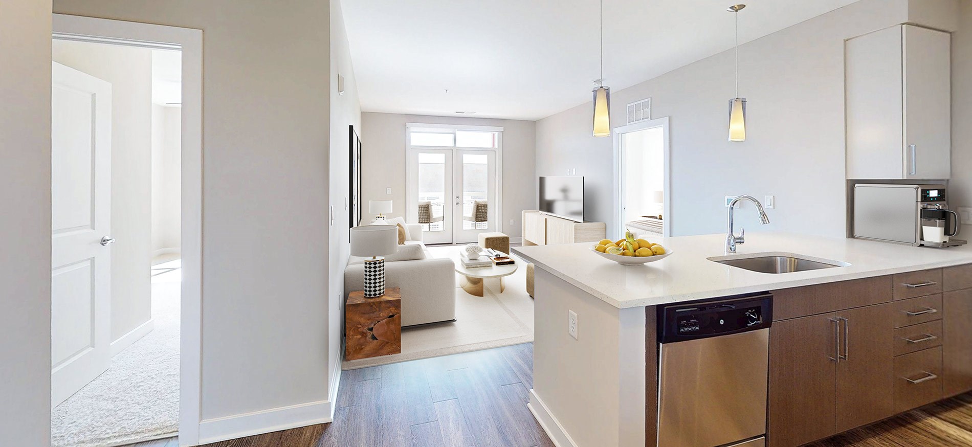 Station On Silver Staged kitchen and living room