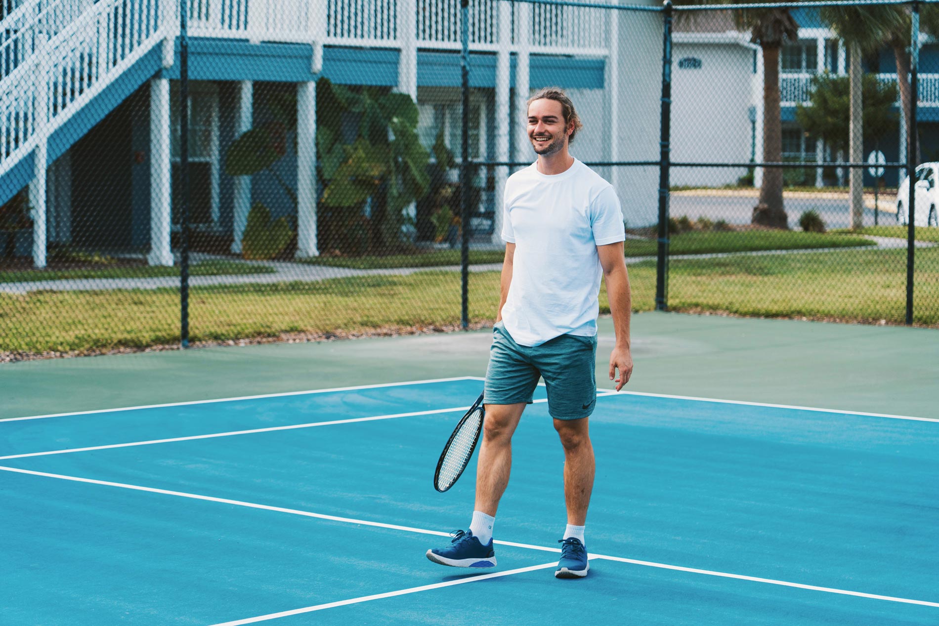 The Breyley man plays tennis at the tennis court