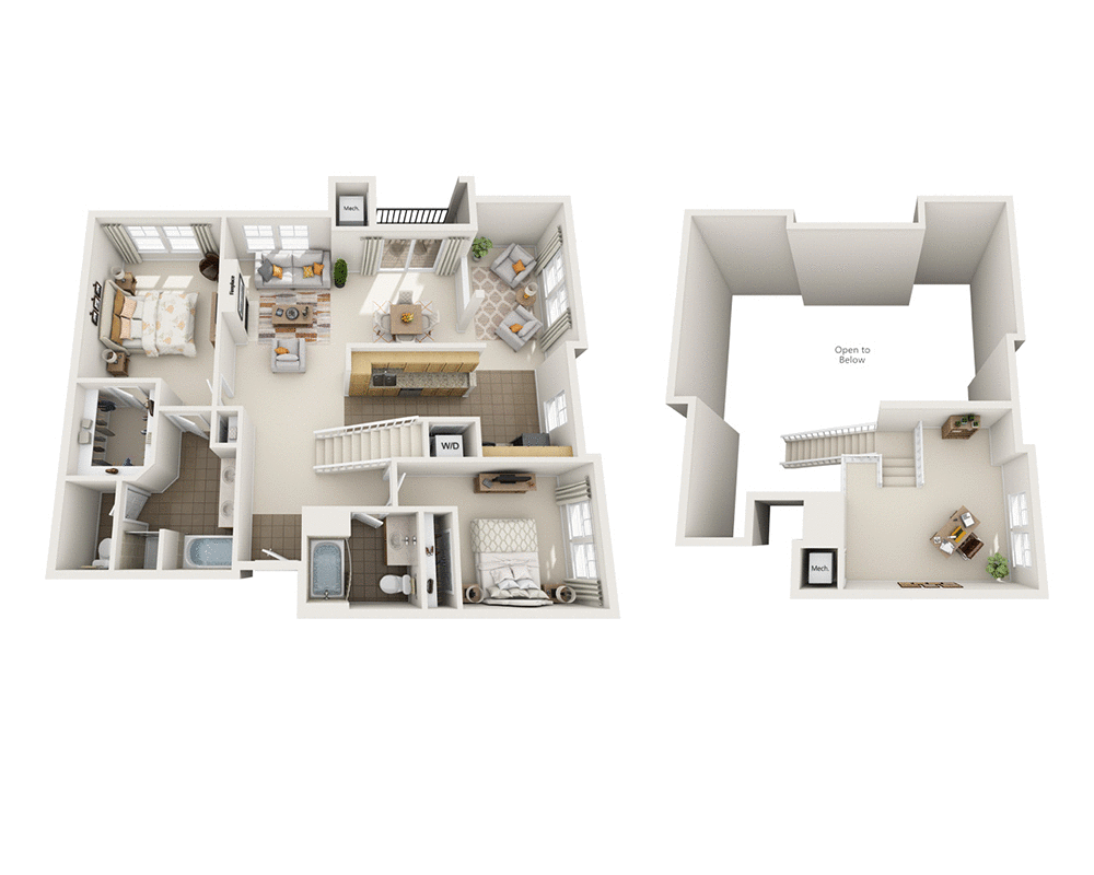 Two Bedroom with Loft B2OL