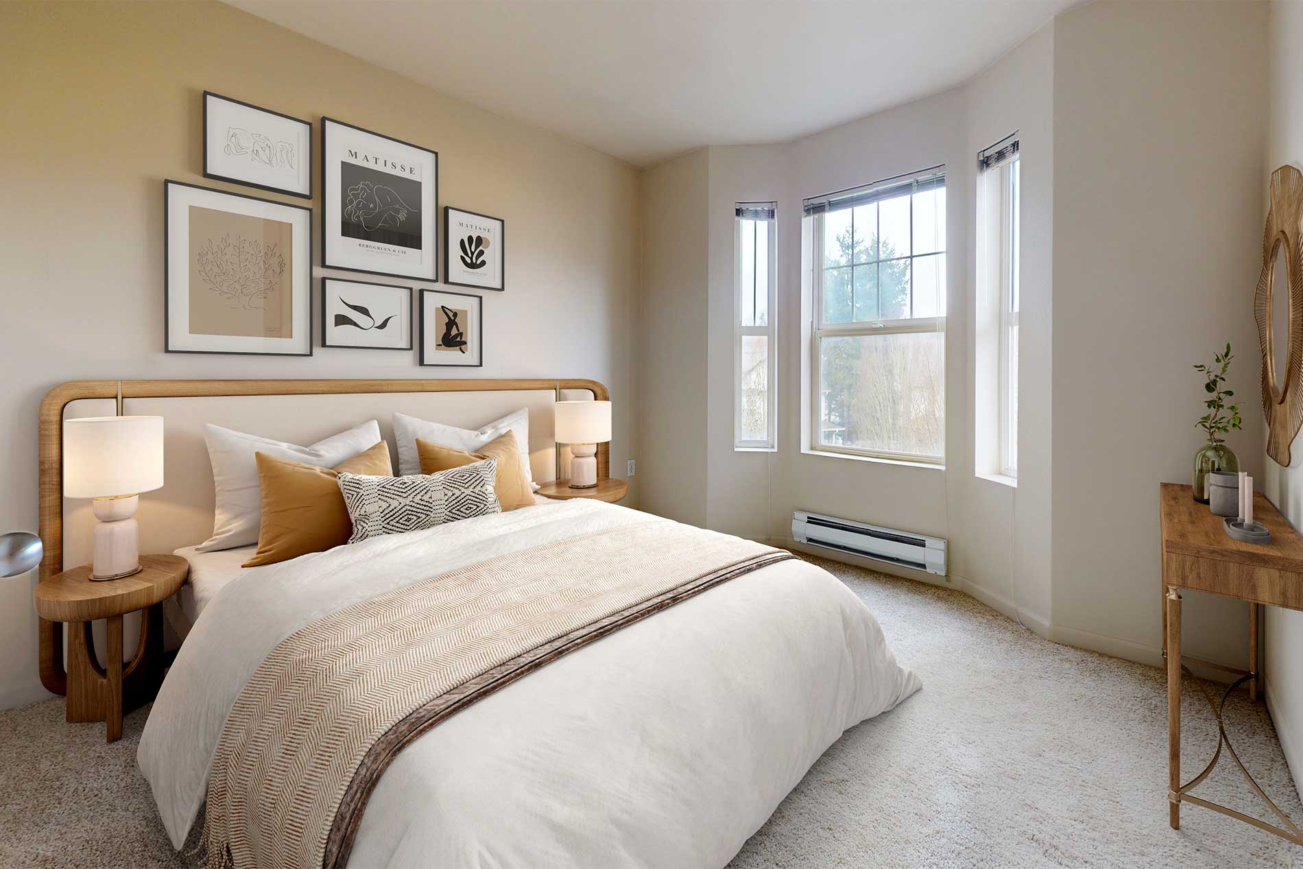 The Hawthorne apartment bedroom