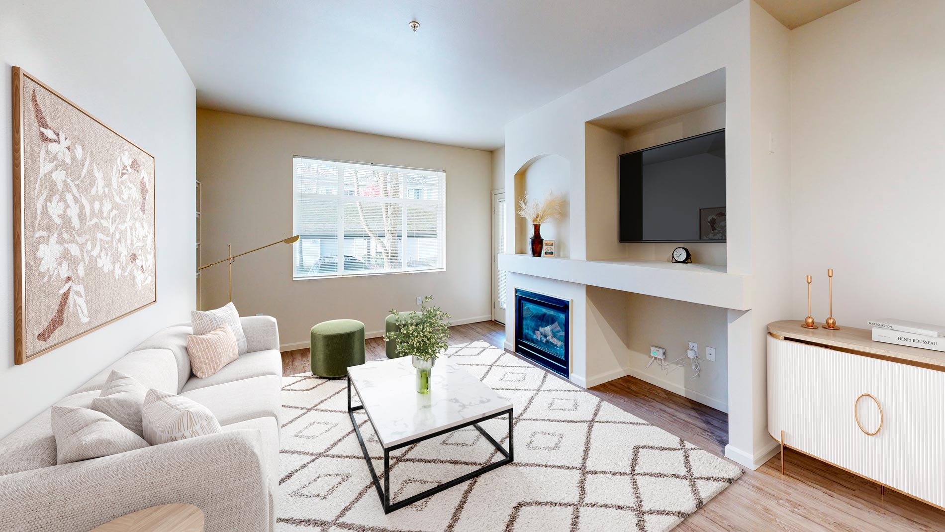 The Hawthorne staged living room