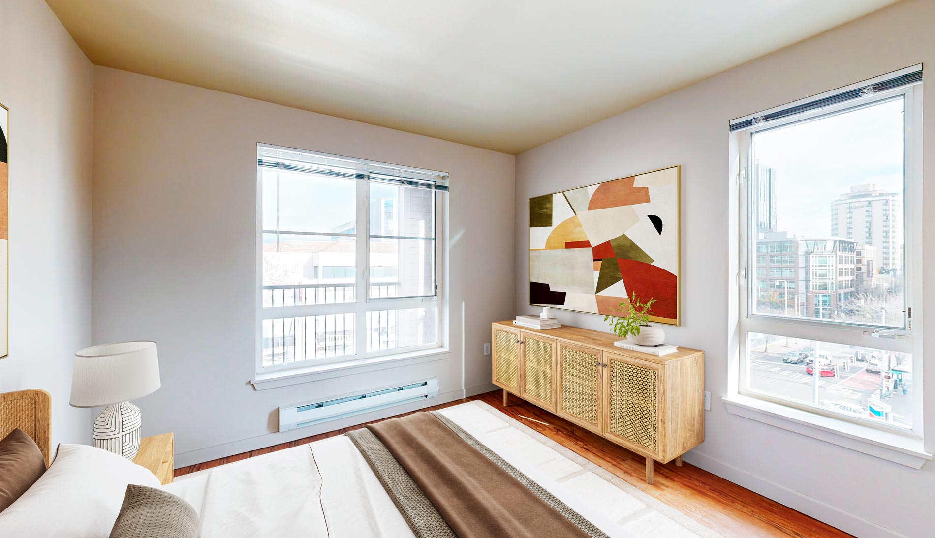 The Kennedy staged bedroom