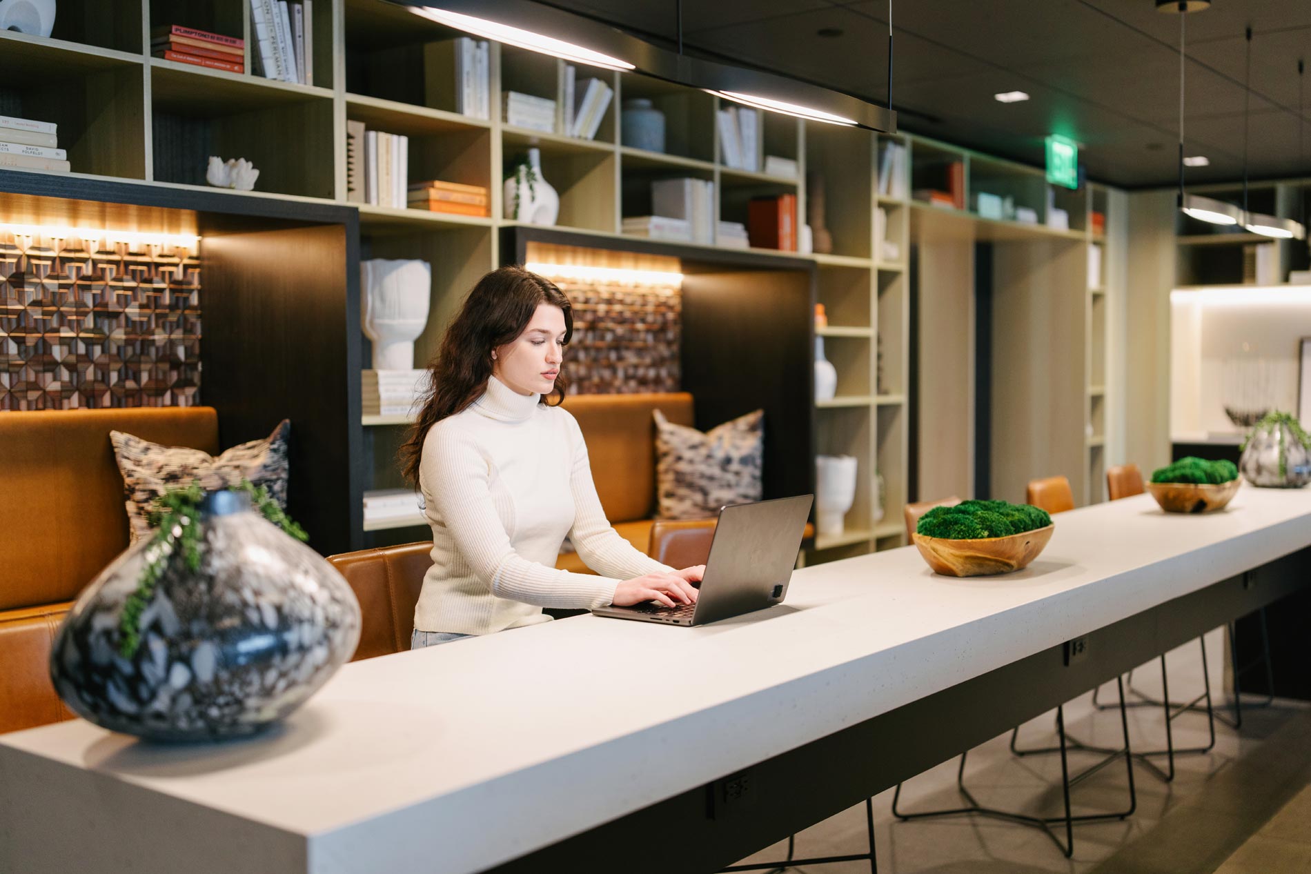 The MO woman works in co-working area