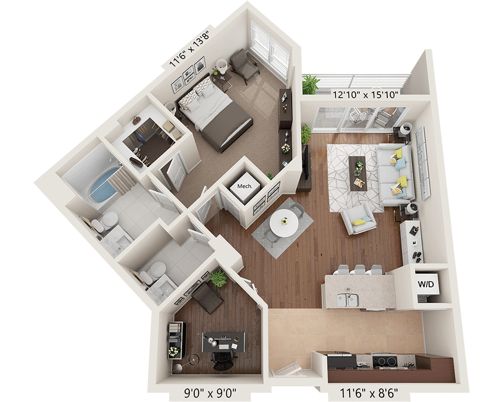 One Bedroom with Den A1.5A