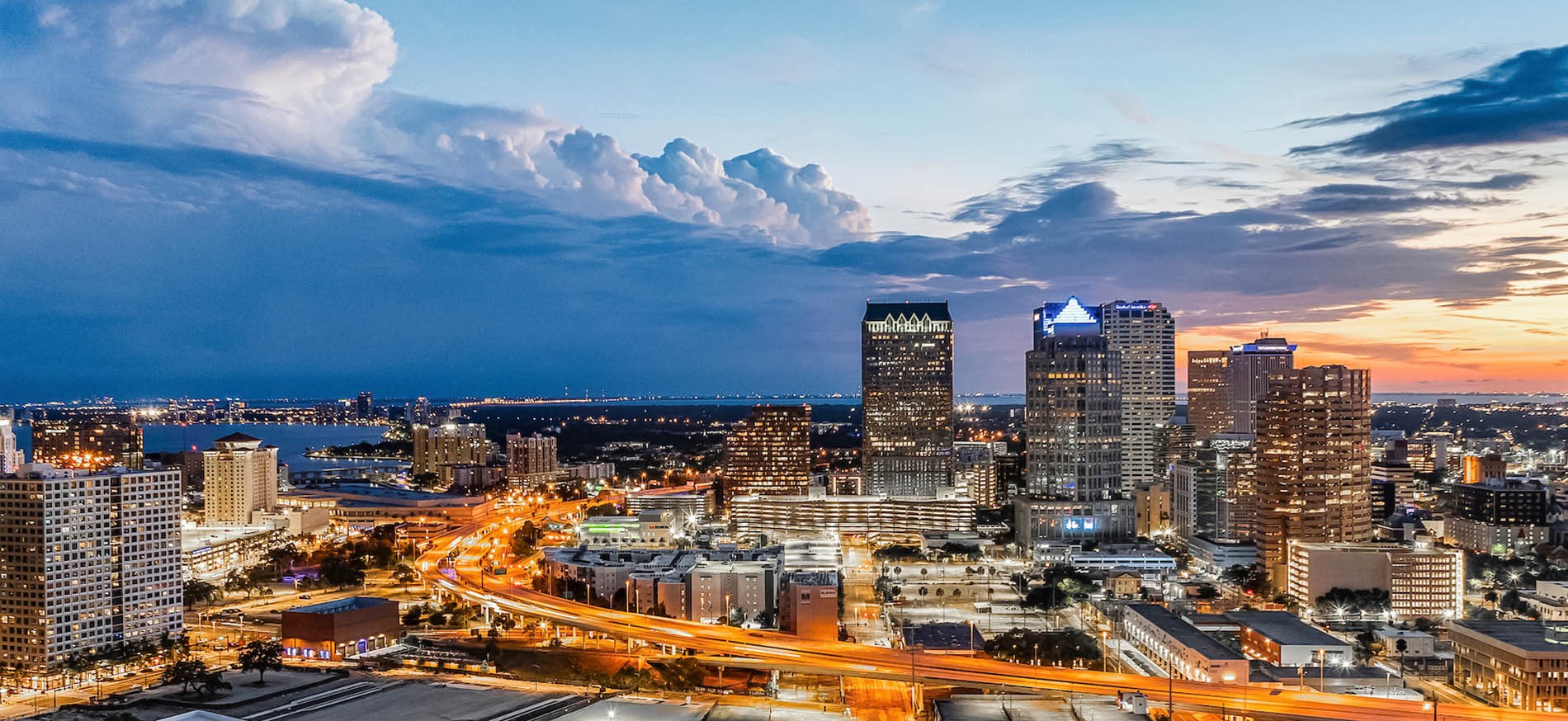 Tampa Channelside Skyline at dusk