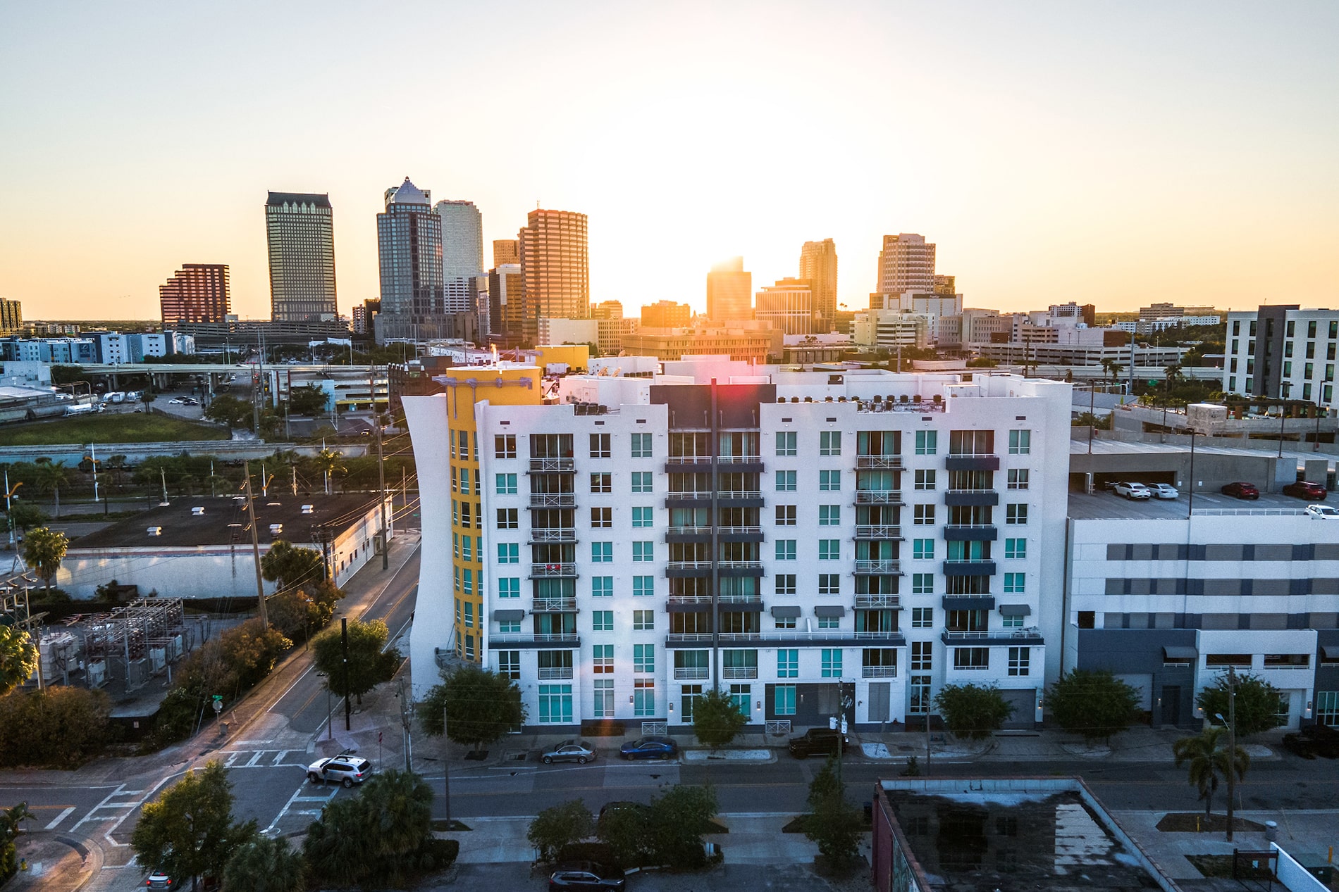 The Slade downtown views at sunset