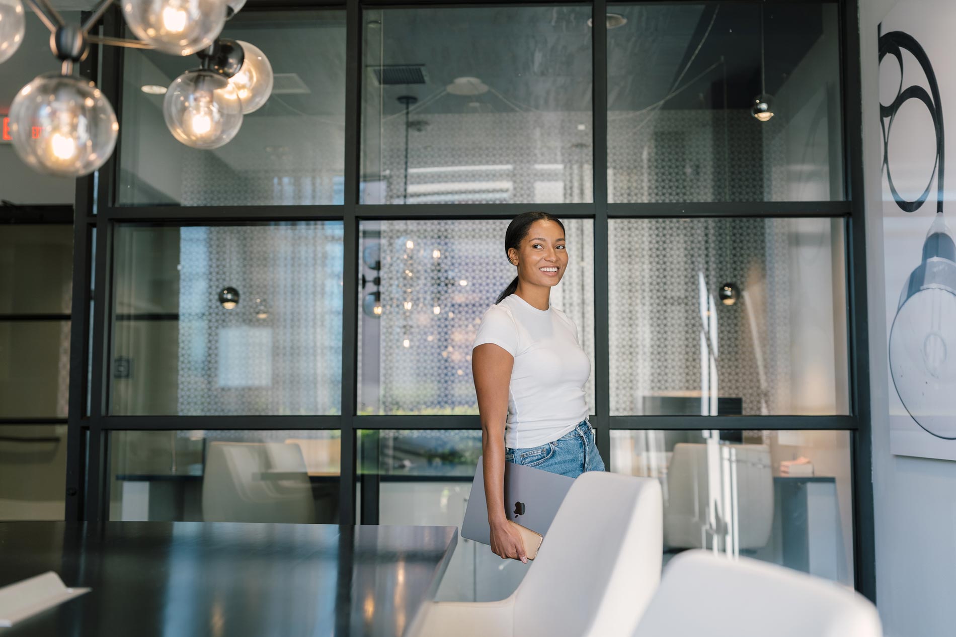 The Smith woman walks into conference room