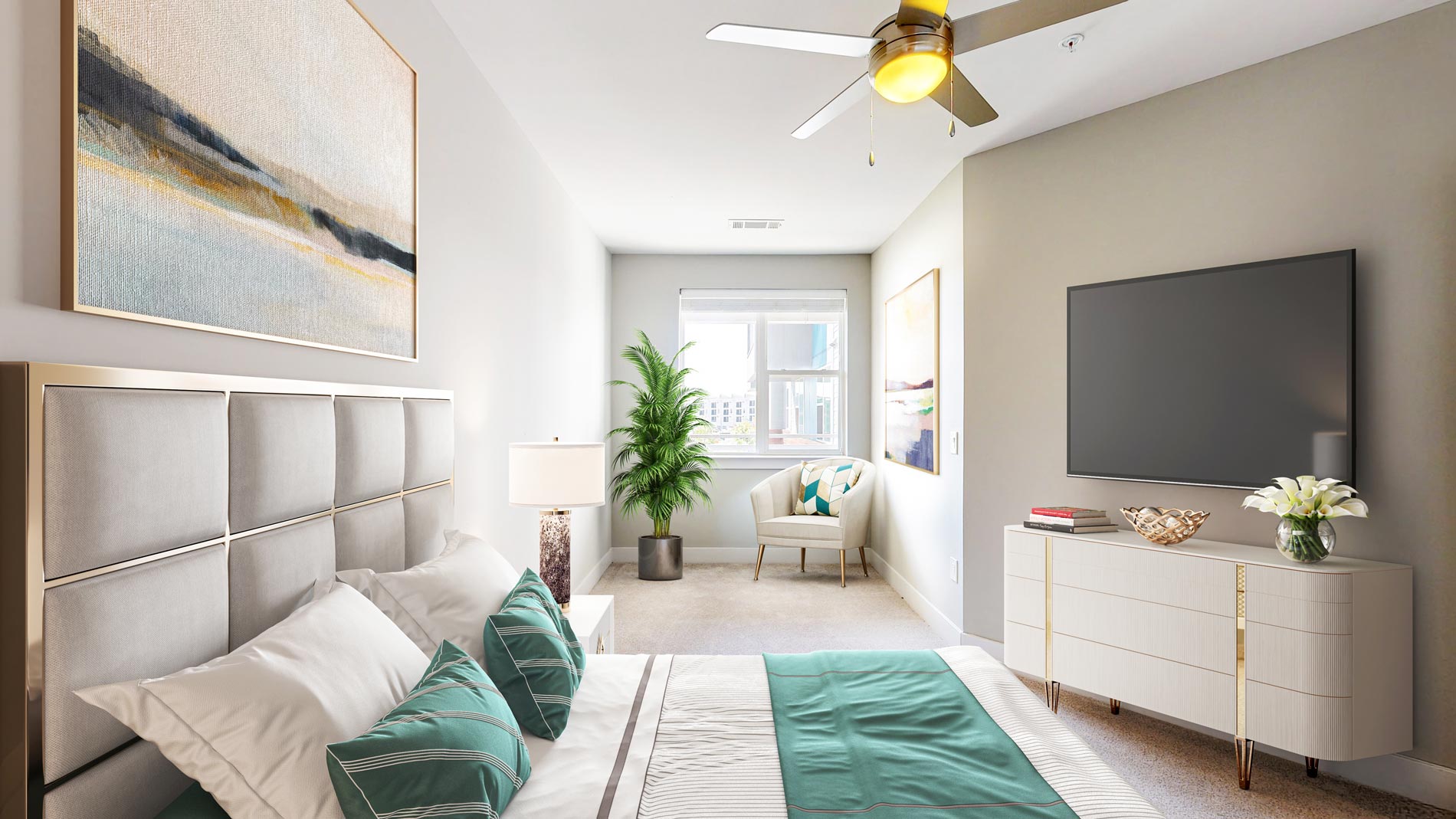 The Smith staged bedroom