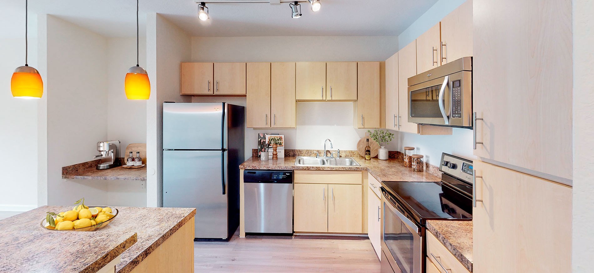Vintage Lofts staged kitchen