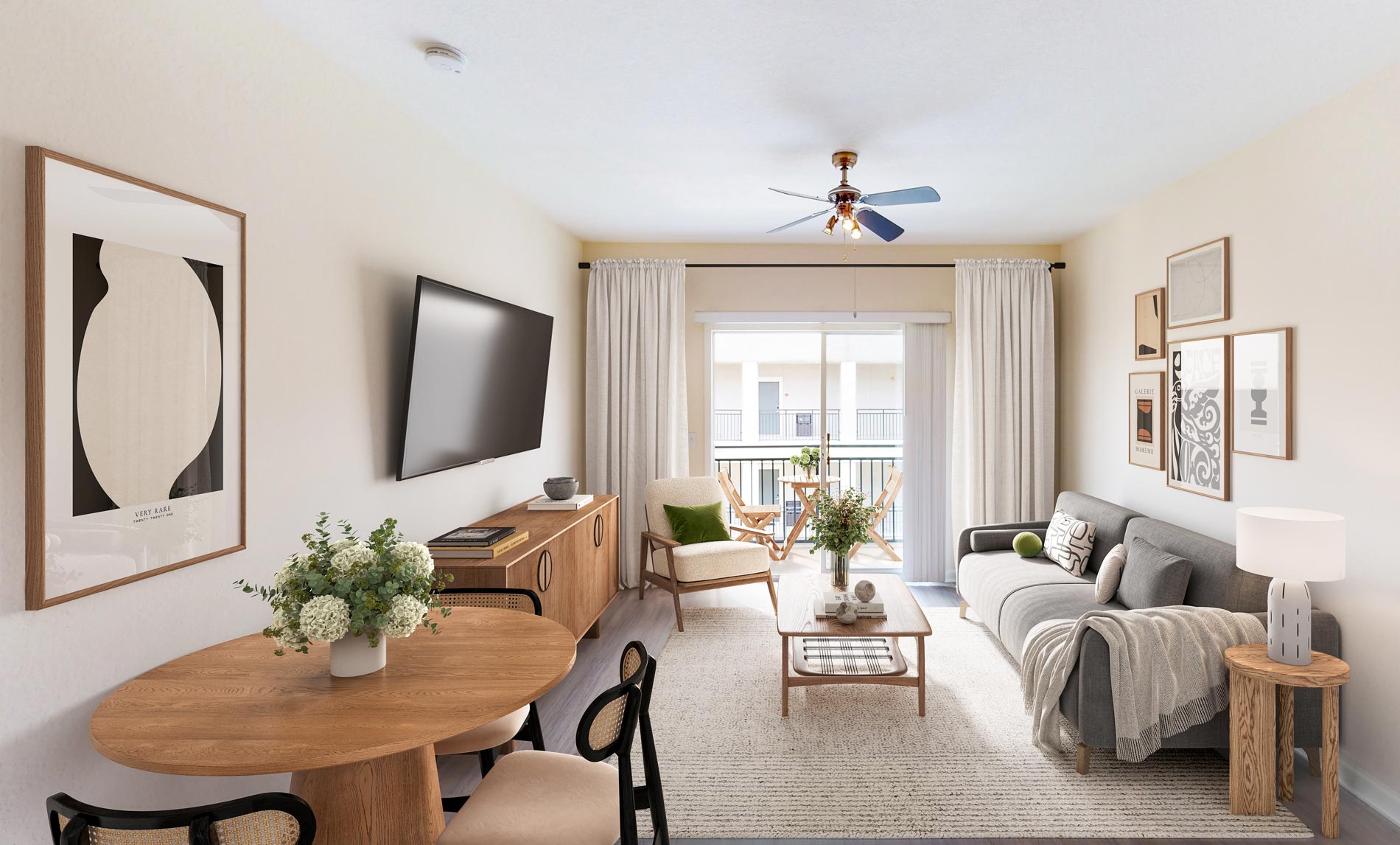 Vintage Lofts staged living room