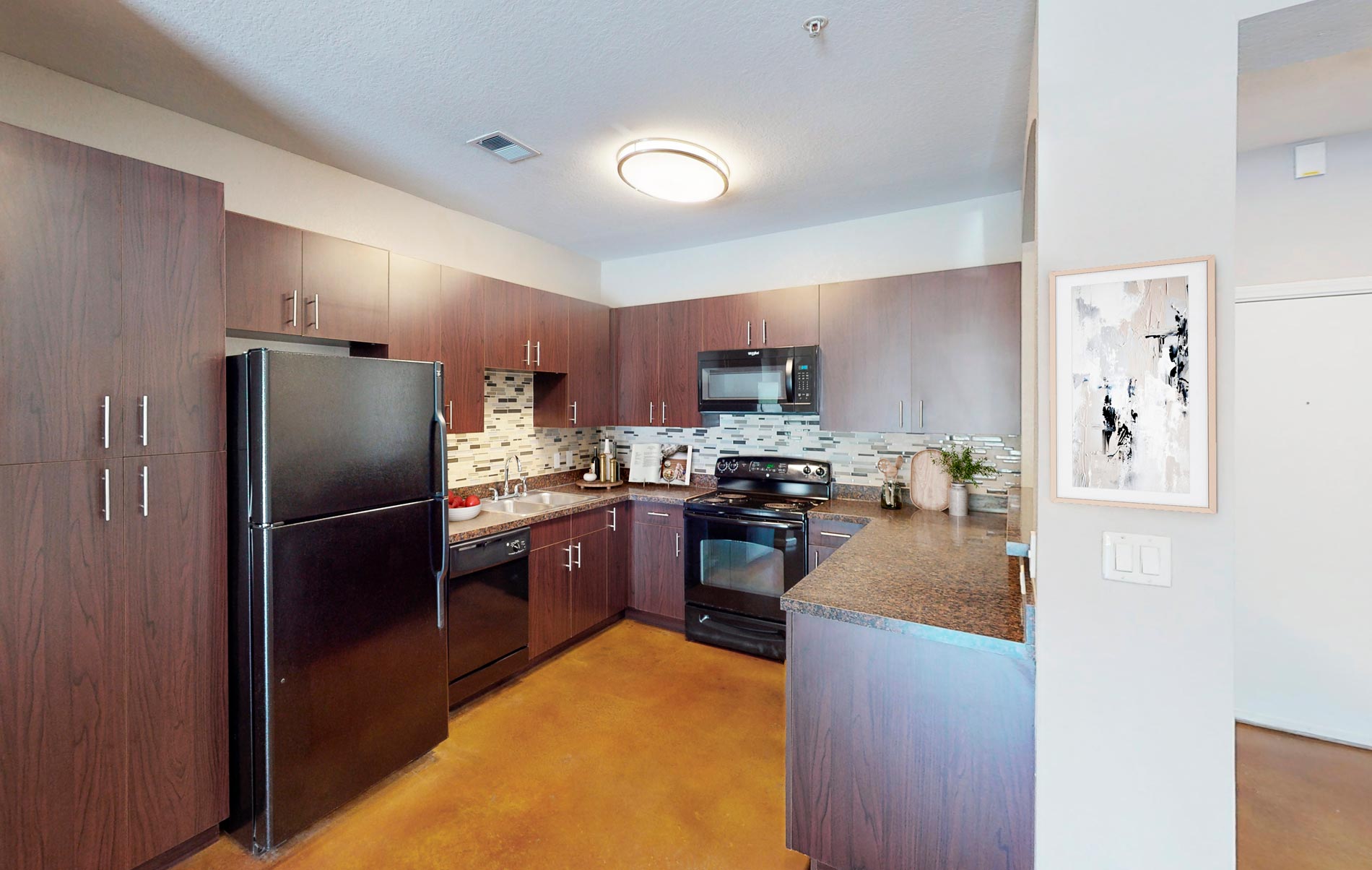 Vintage Lofts staged kitchen