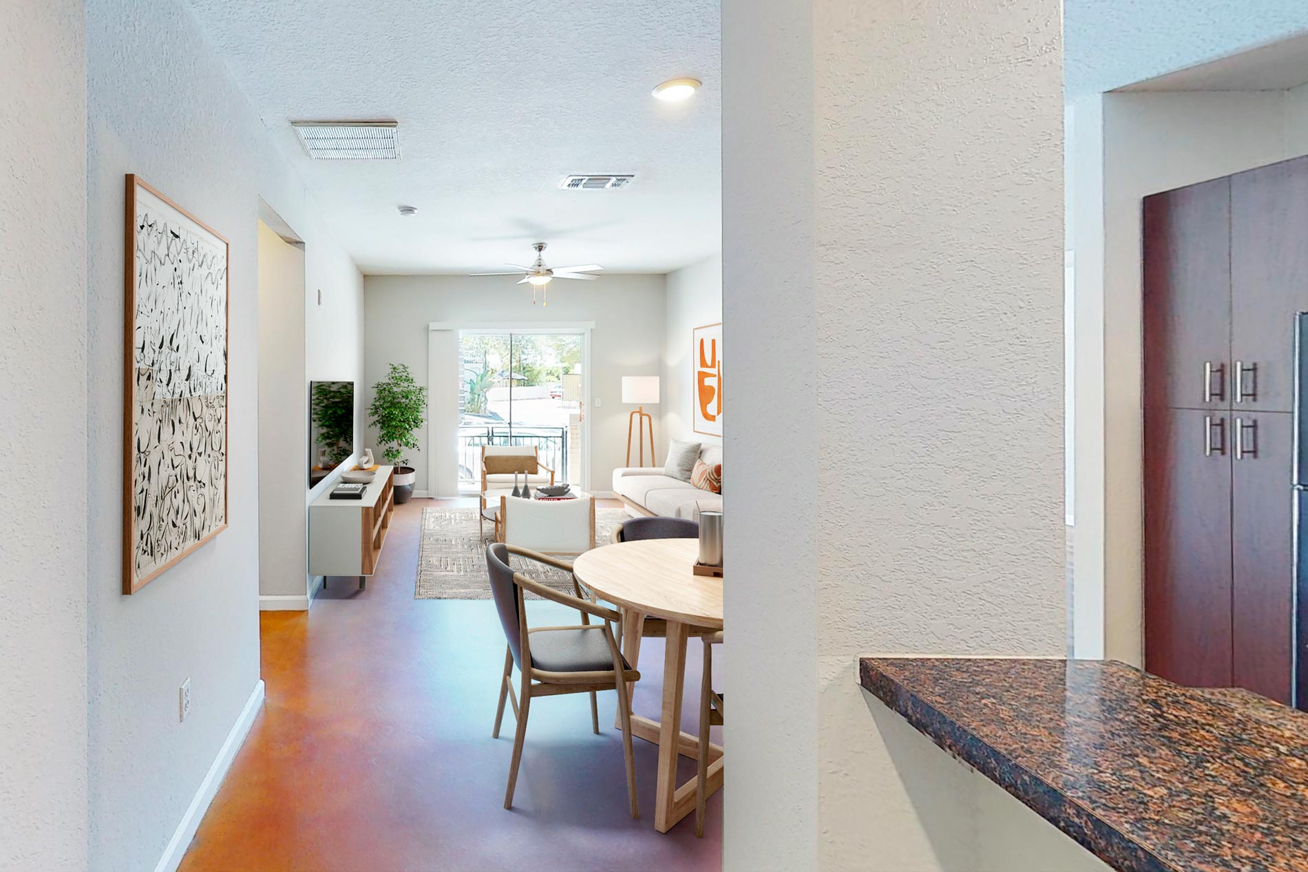 Vintage Lofts staged dining room
