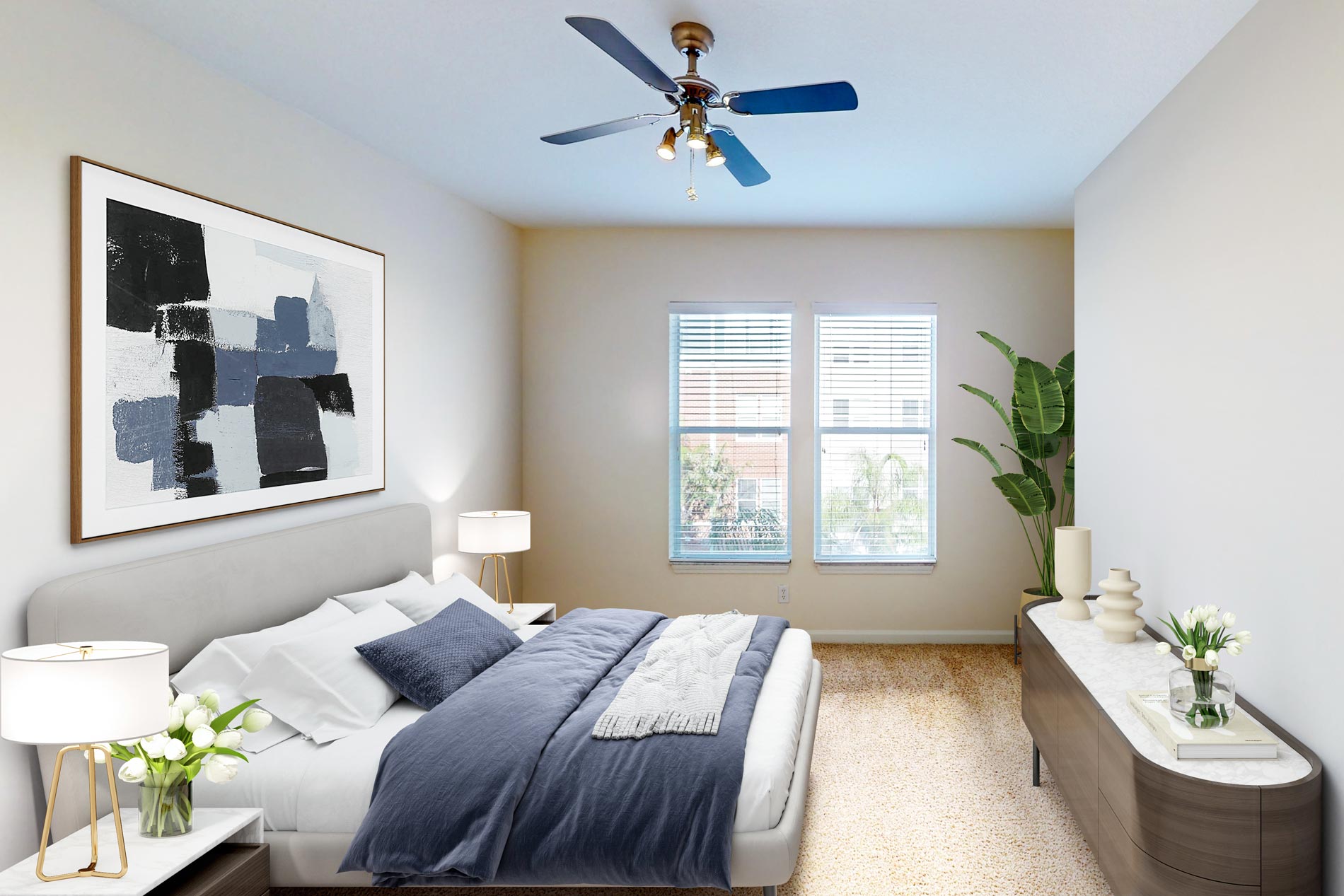 Vintage Lofts staged bedroom